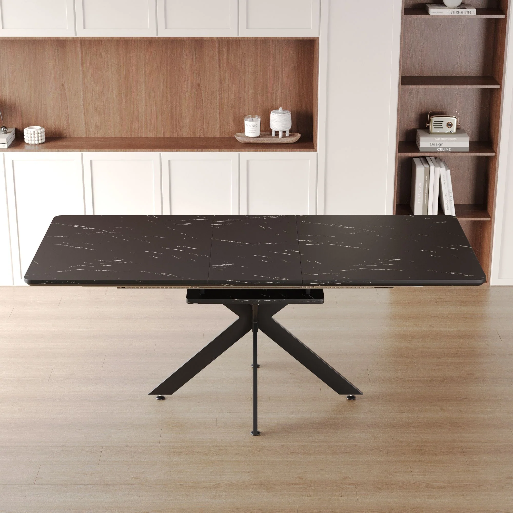 Modern Mid-Century Dining Table Set With Extendable Design - Image 17