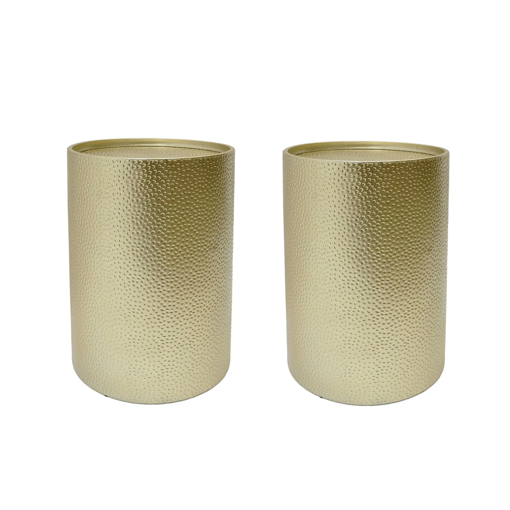 Modern Round Accent Table With Hammered Surface - Image 3