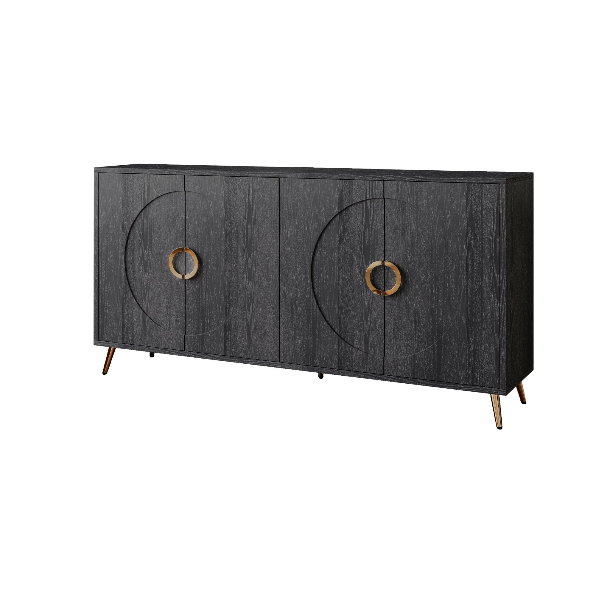 Modern Sideboard Buffet Server Cabinet Lacquered Wood Storage 60x31in - Image 10