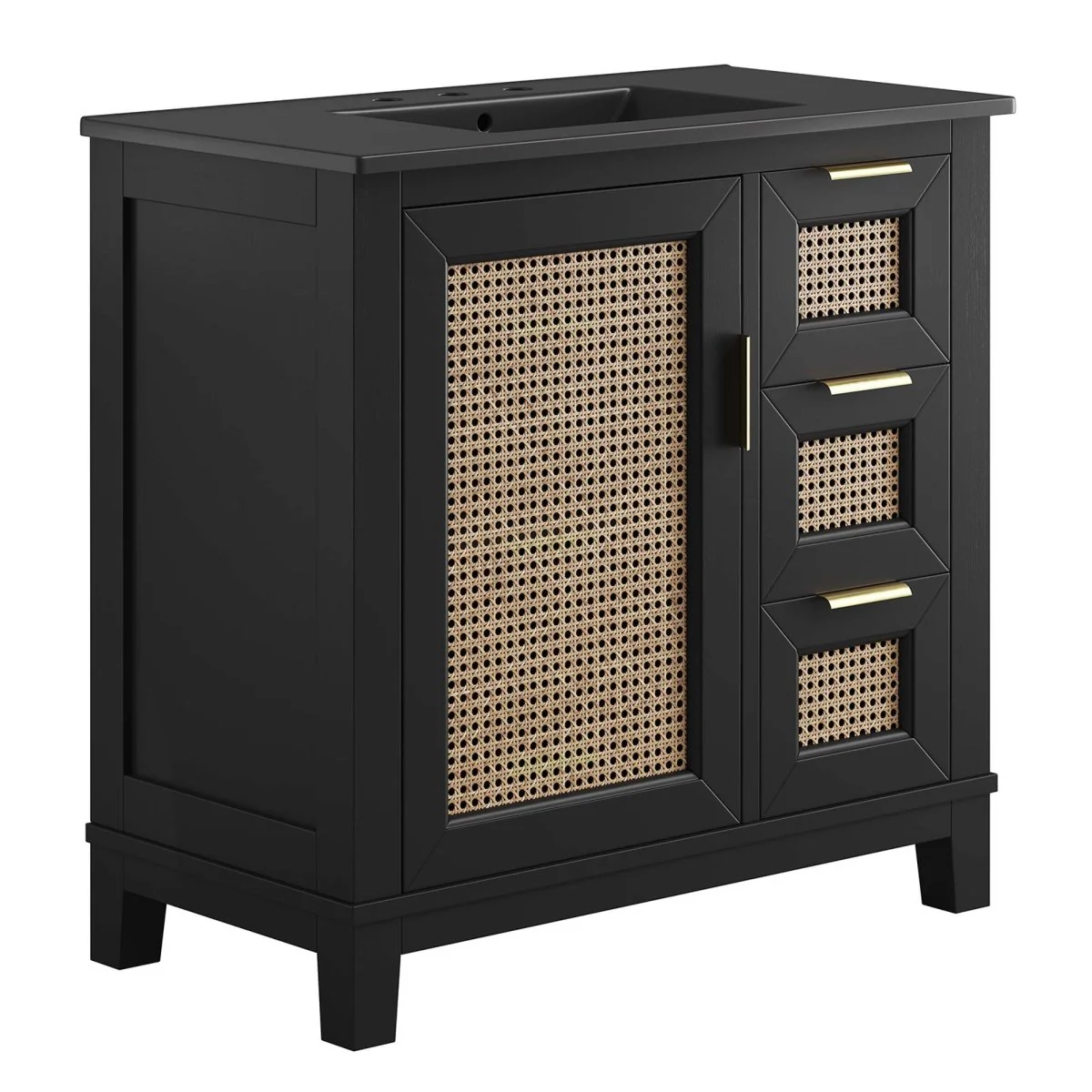 Modern Solid Wood Bathroom Vanity with Rattan Drawers, Contemporary Bathroom Furniture - Image 35