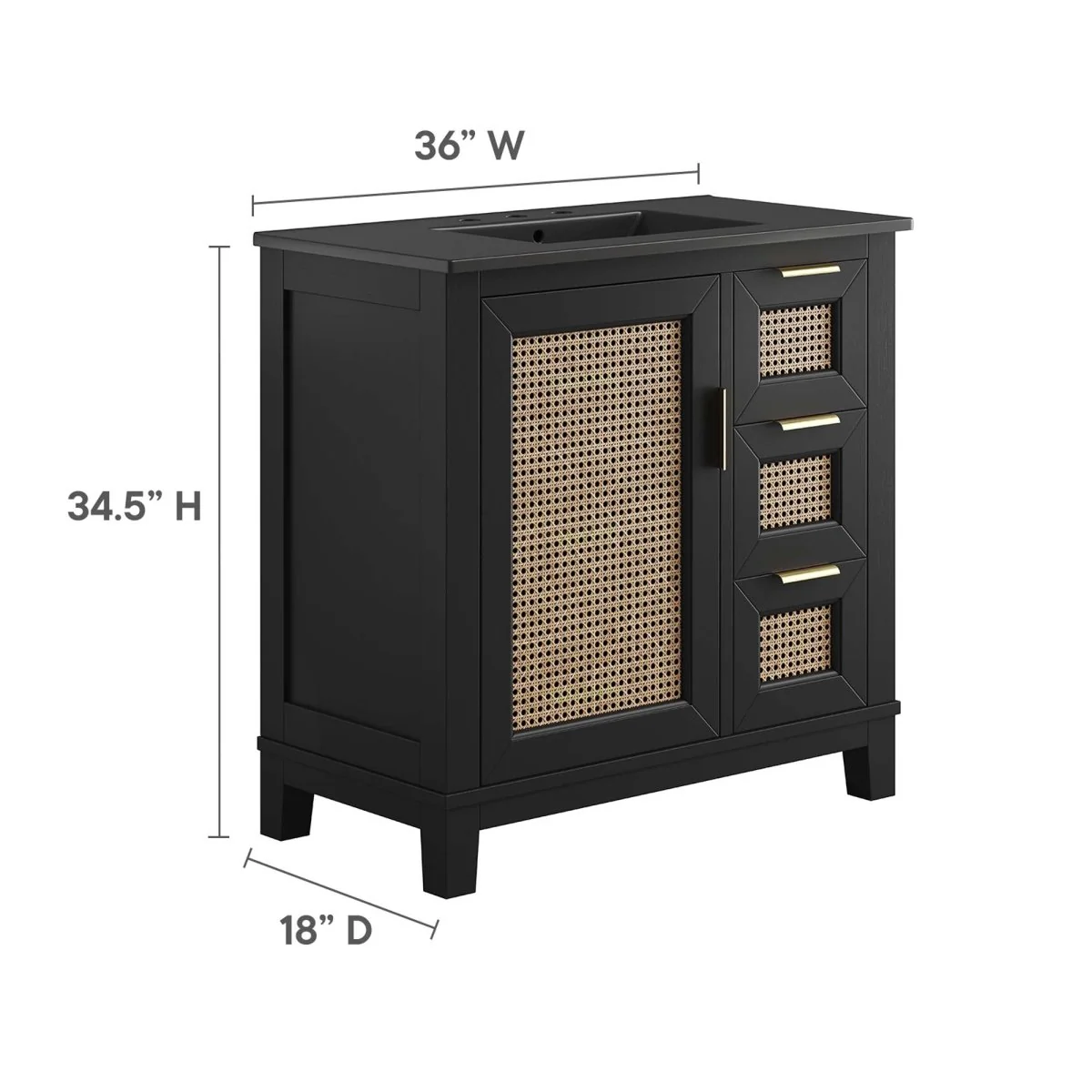 Modern Solid Wood Bathroom Vanity with Rattan Drawers, Contemporary Bathroom Furniture - Image 37