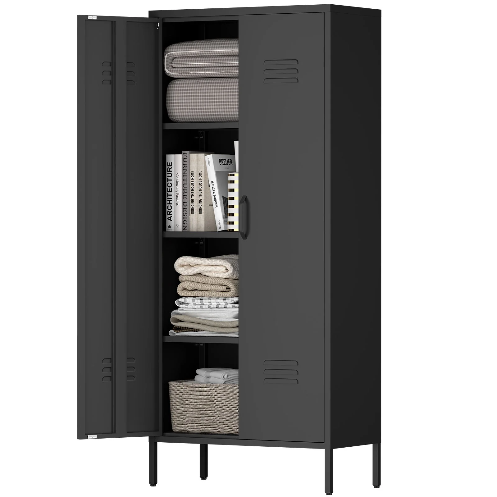 Modern Storage Cabinet With Adjustable Shelves, Magnetic Door Stopper - Image 5