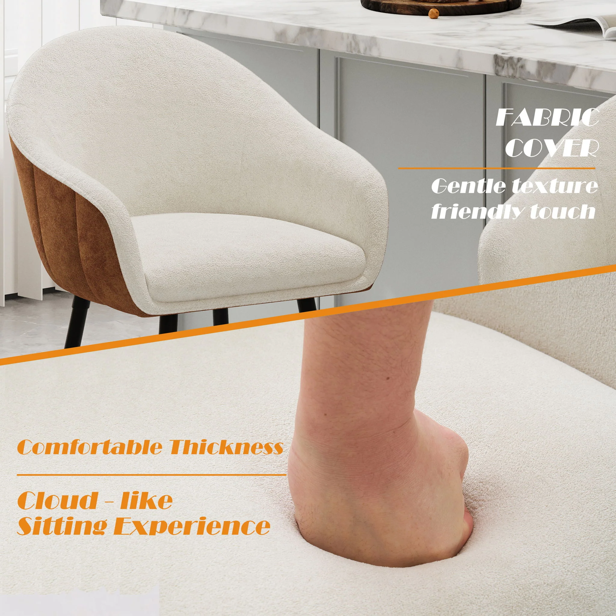 Modern Style Counter Height Bar Stools, With Comfortable Upholstery, Durable Metal Legs Ensure Stability - Brown - Image 8