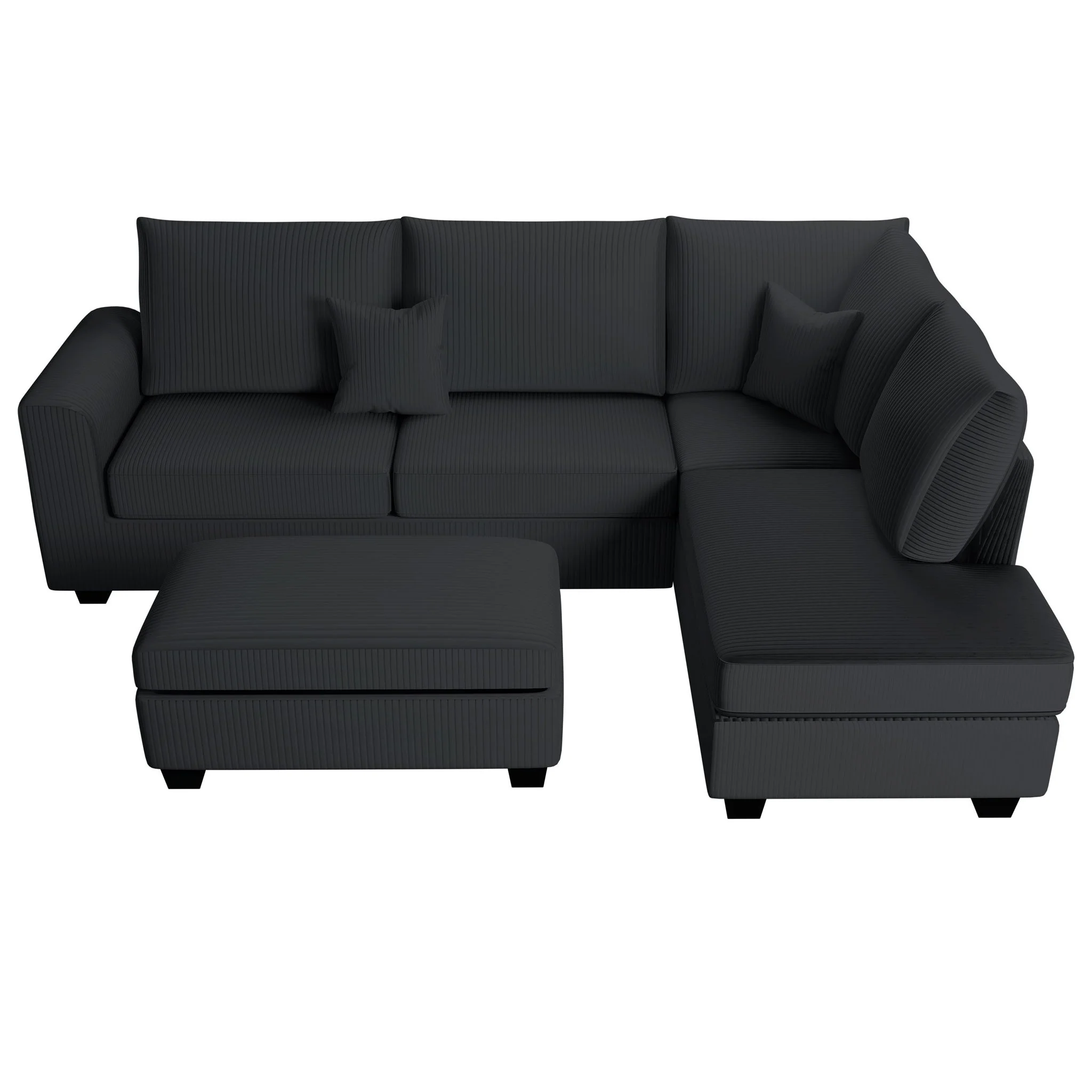 Modern Style Sectional Set With USB Port, Storage Ottoman - Image 18