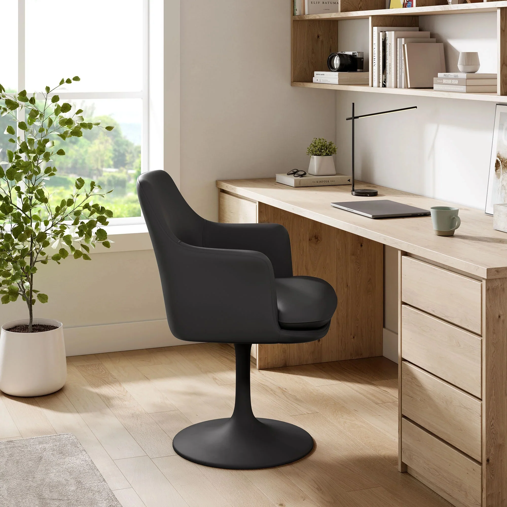 Modern Textured Fabric Swivel Dining Armchair - Image 46