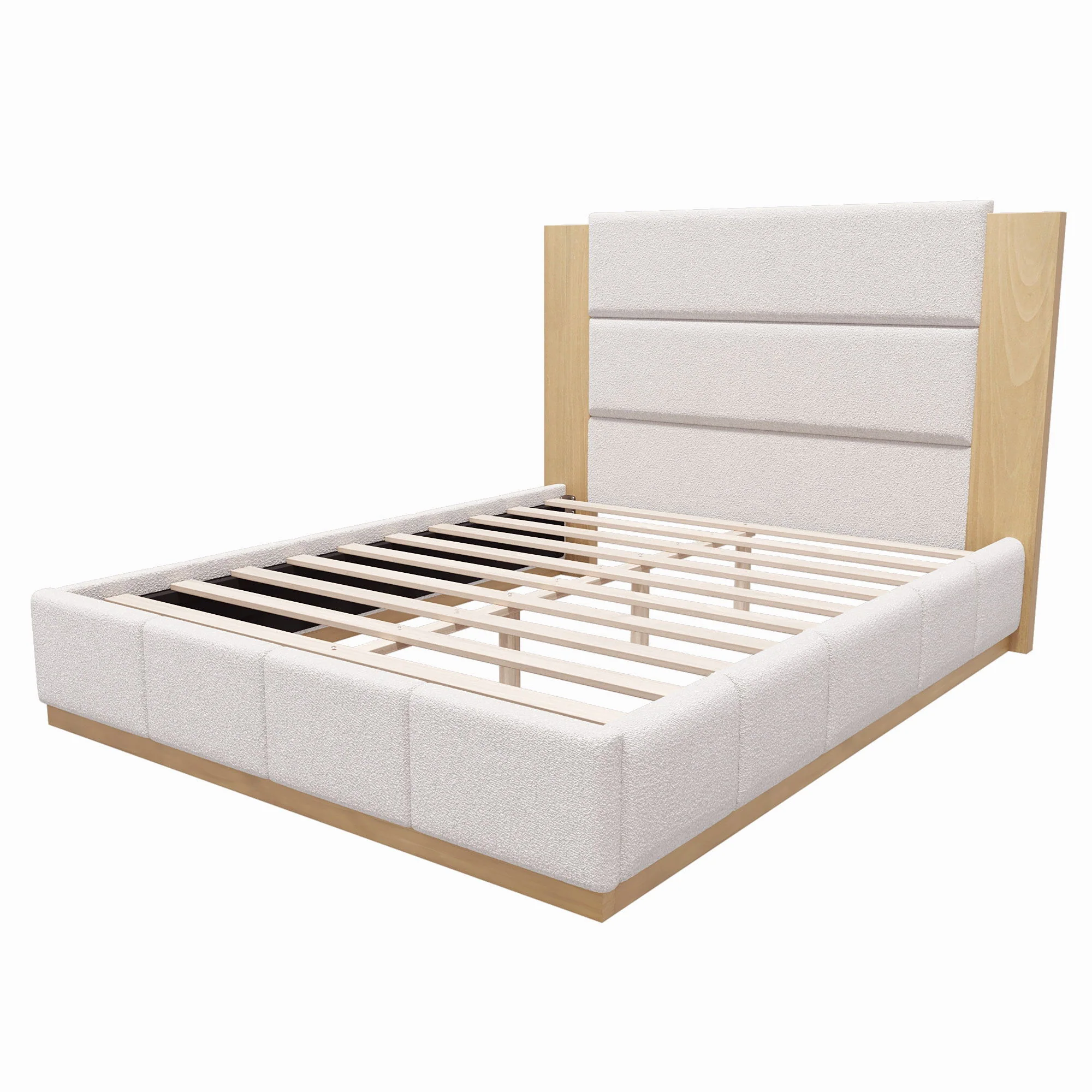 Modern Upholstered Platform Bed With Extended Headboard - Image 11