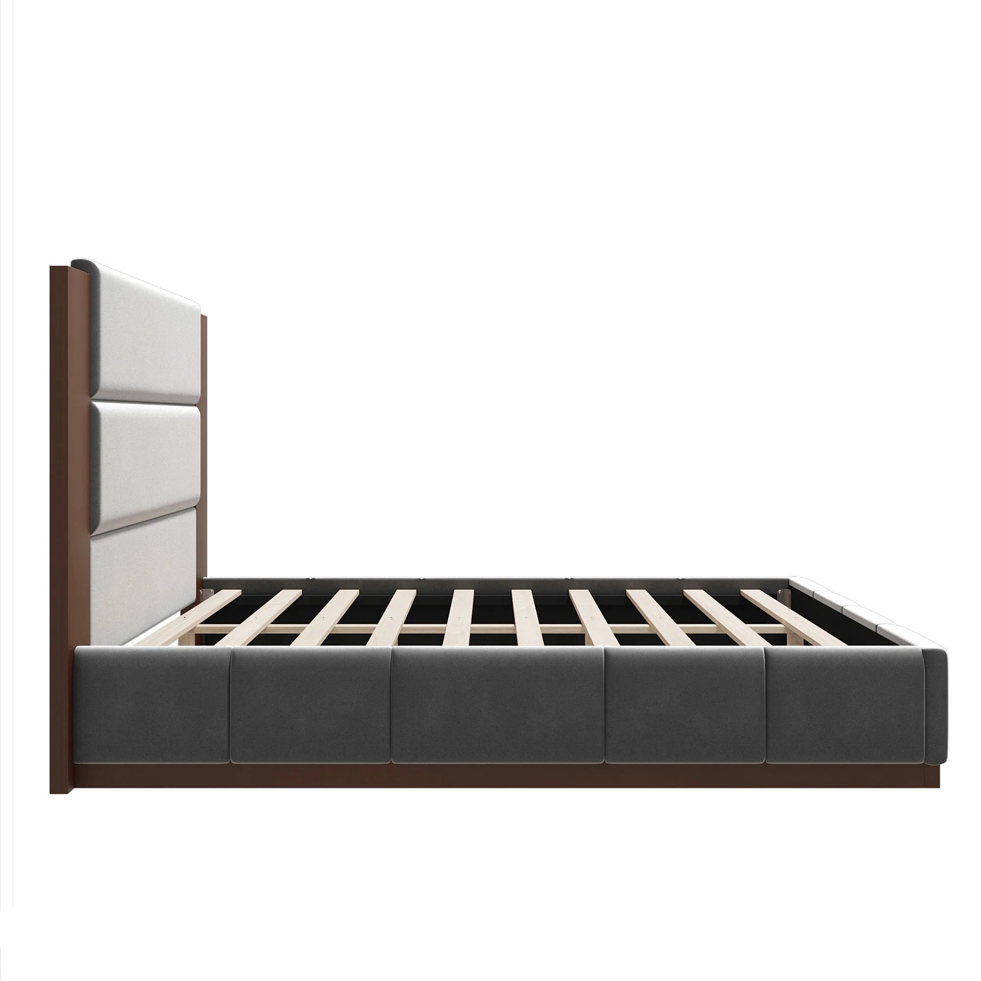 Modern Upholstered Platform Bed With Extended Headboard - Image 15