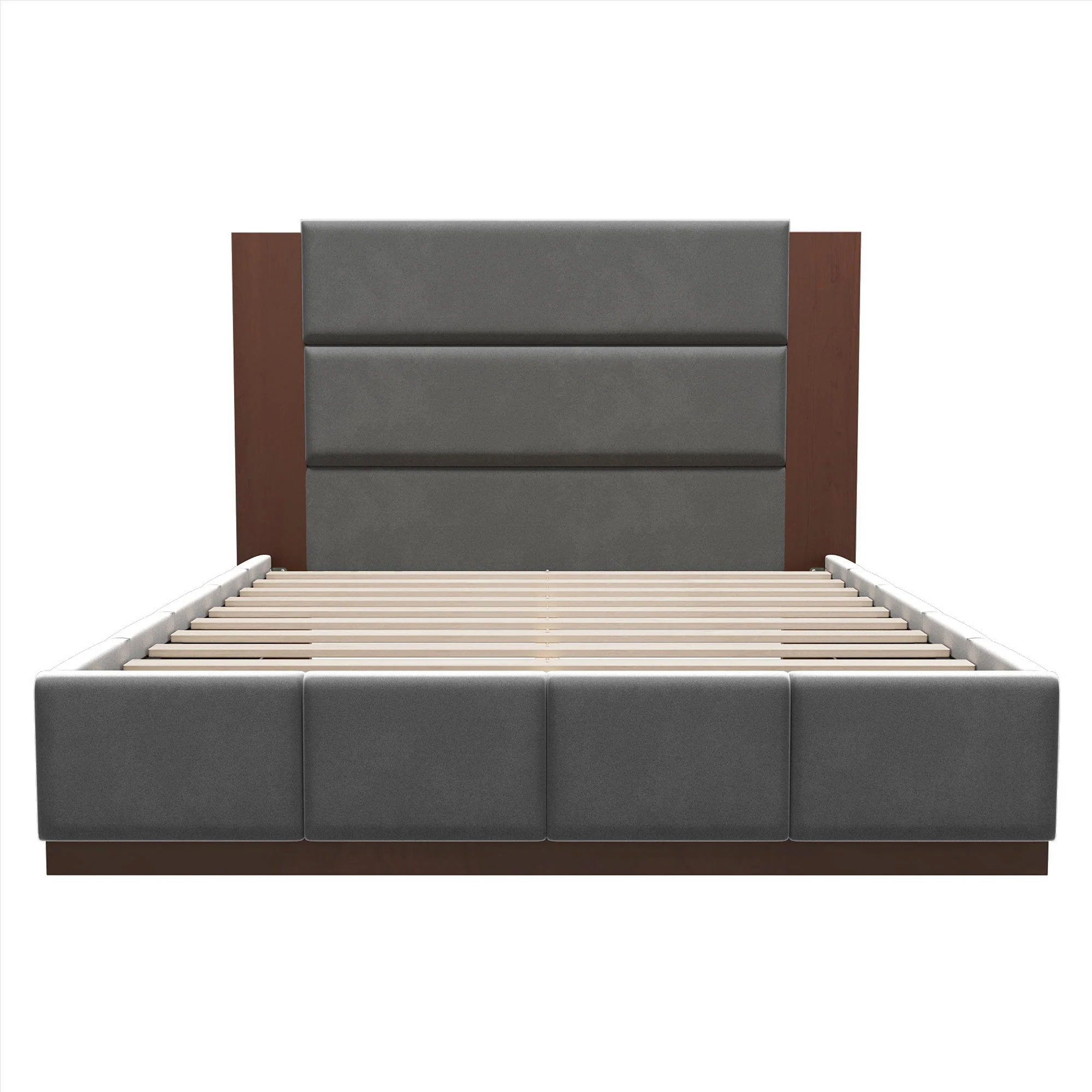 Modern Upholstered Platform Bed With Extended Headboard - Image 17