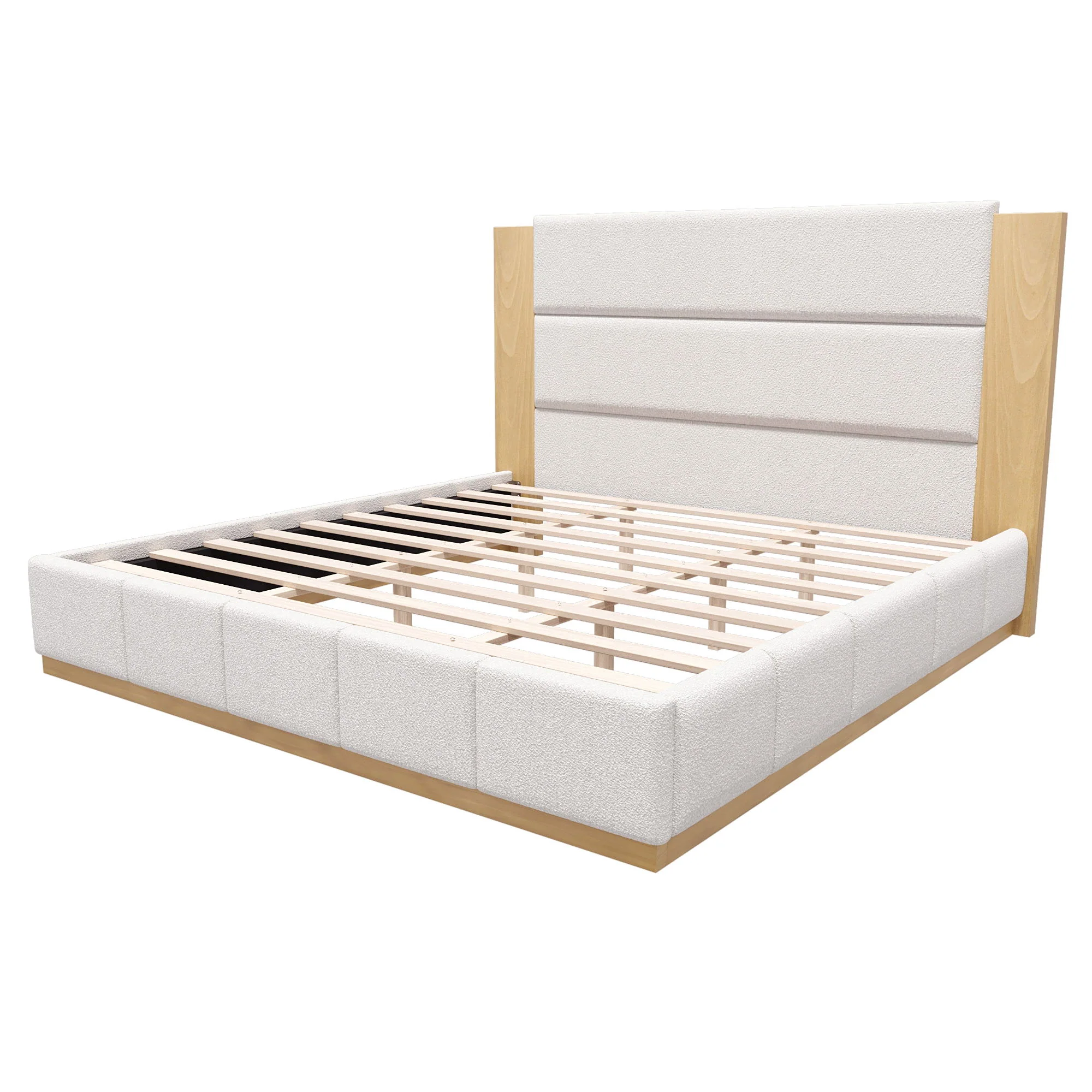 Modern Upholstered Platform Bed With Extended Headboard - Image 18