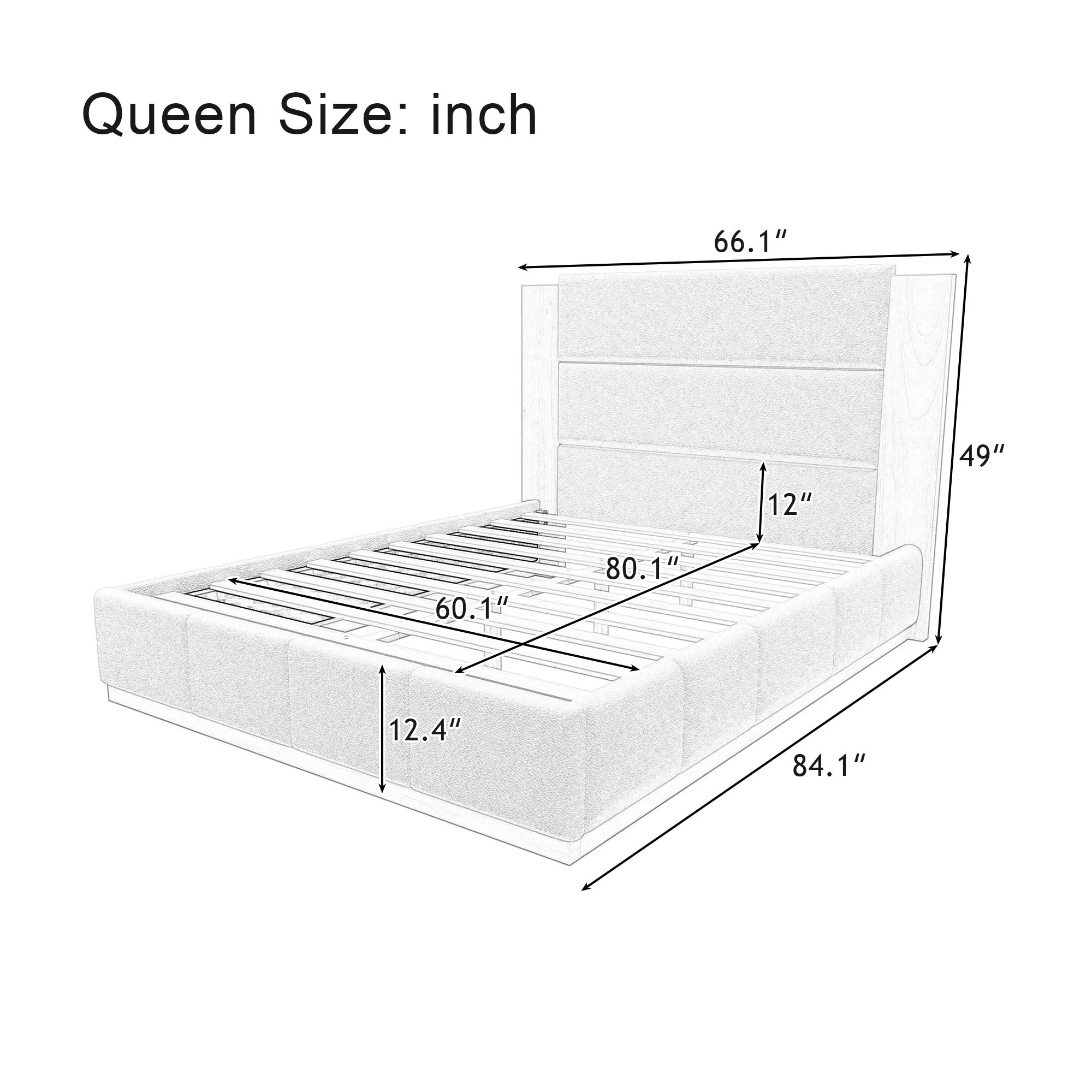 Modern Upholstered Platform Bed With Extended Headboard - Image 20