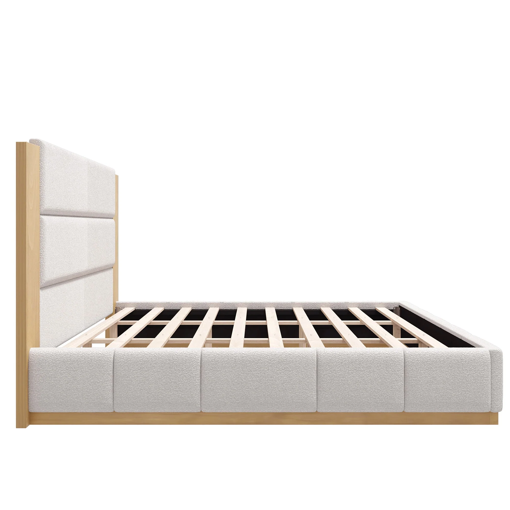 Modern Upholstered Platform Bed With Extended Headboard - Image 23
