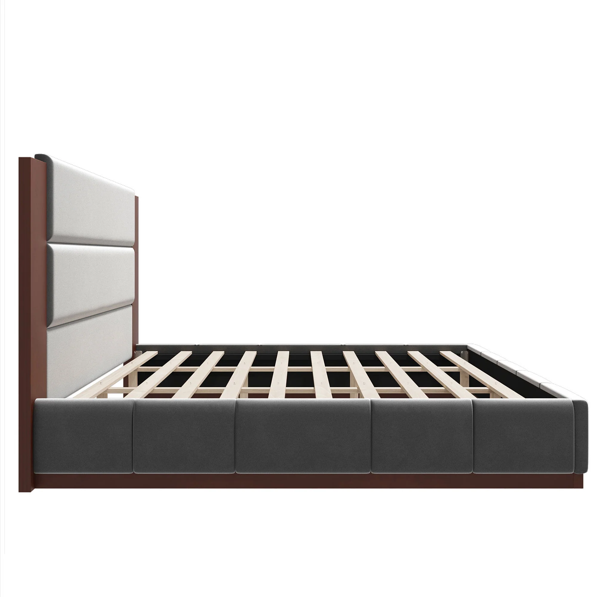 Modern Upholstered Platform Bed With Extended Headboard - Image 5
