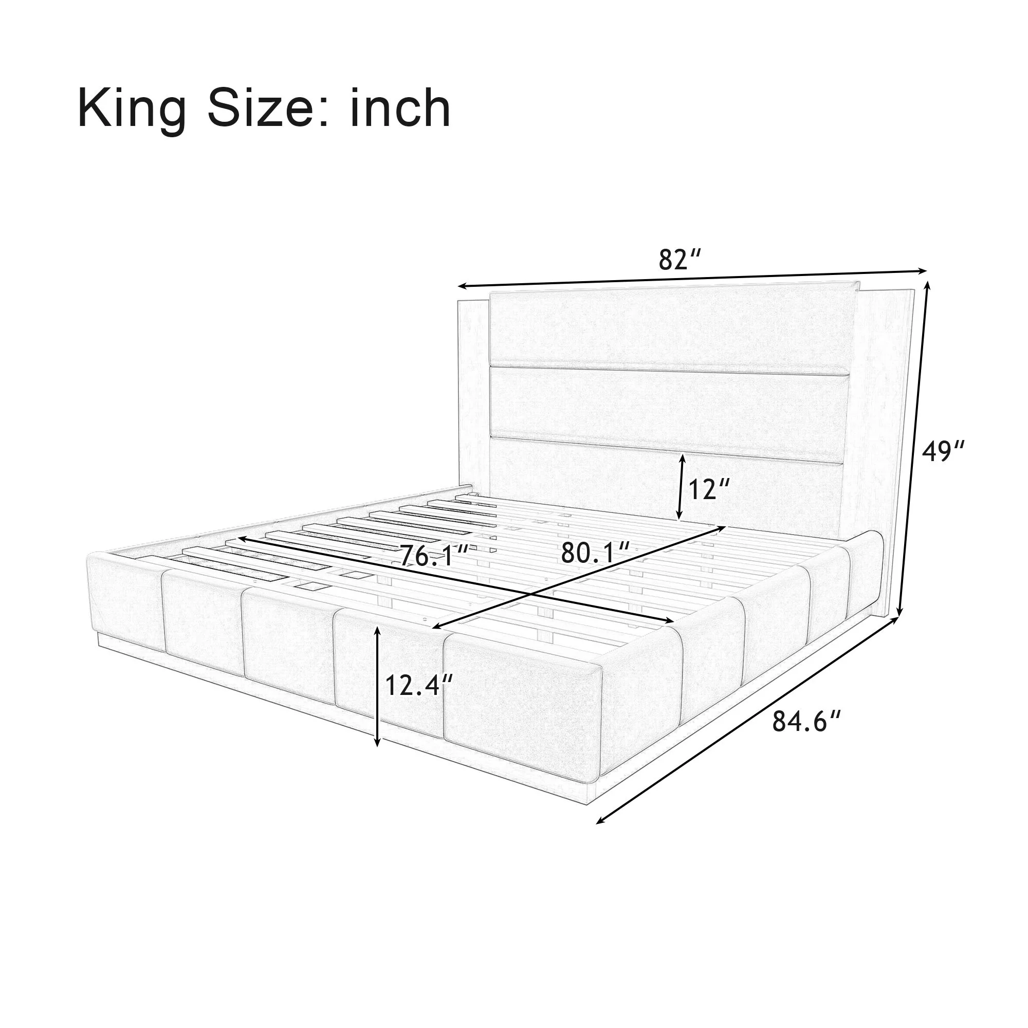 Modern Upholstered Platform Bed With Extended Headboard - Image 7