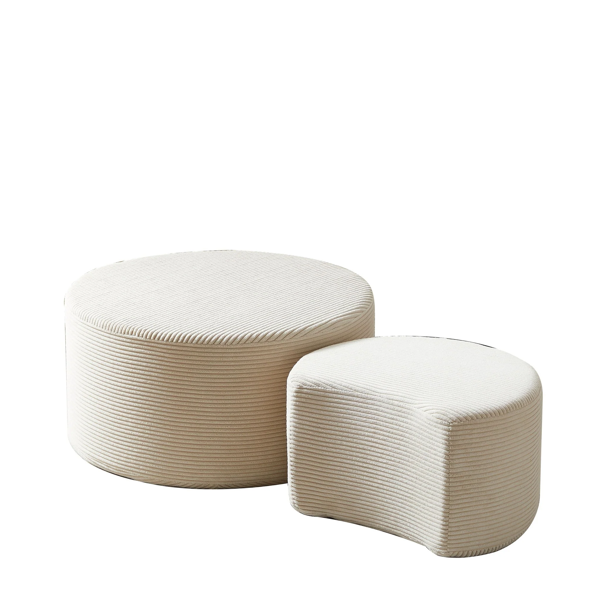 Modern Upholstered Round Coffee Table For Living Room (Set of 2) - Image 9
