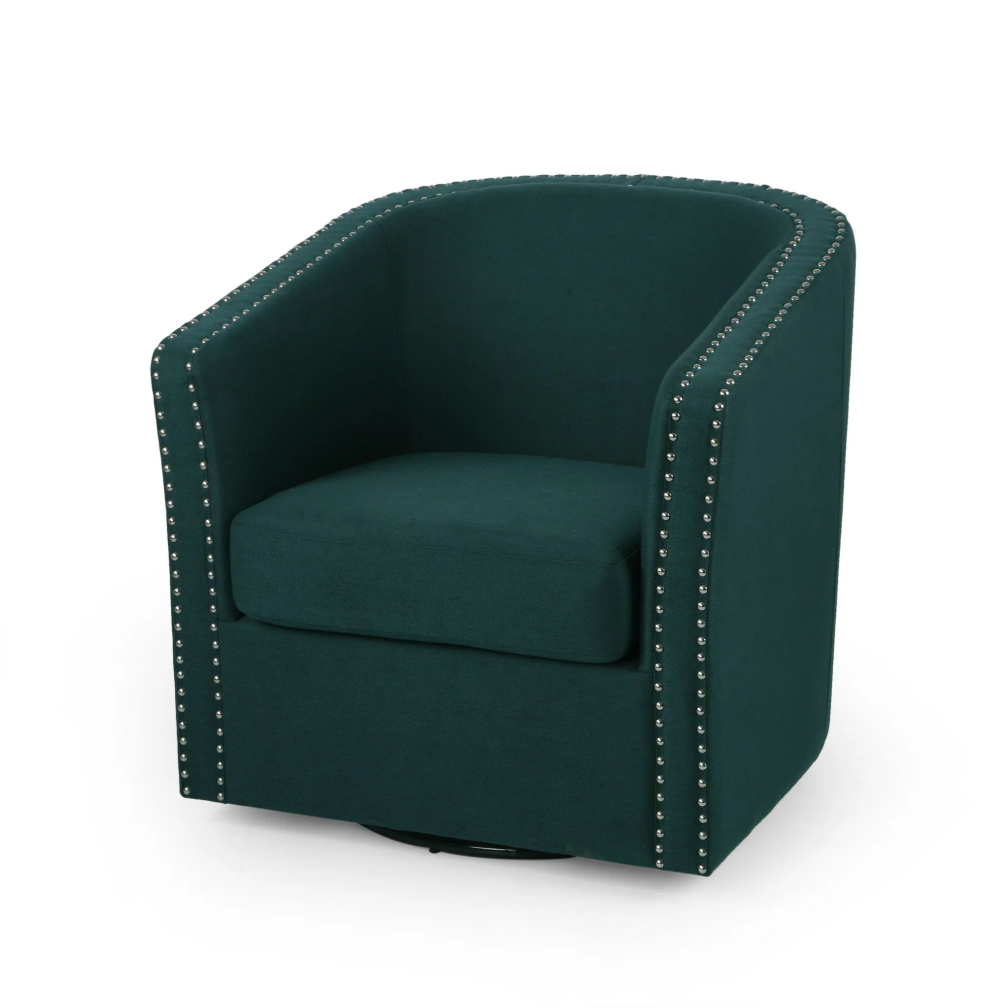 Modern Upholstered Swivel Club Chair With Nailhead Trim - Image 20