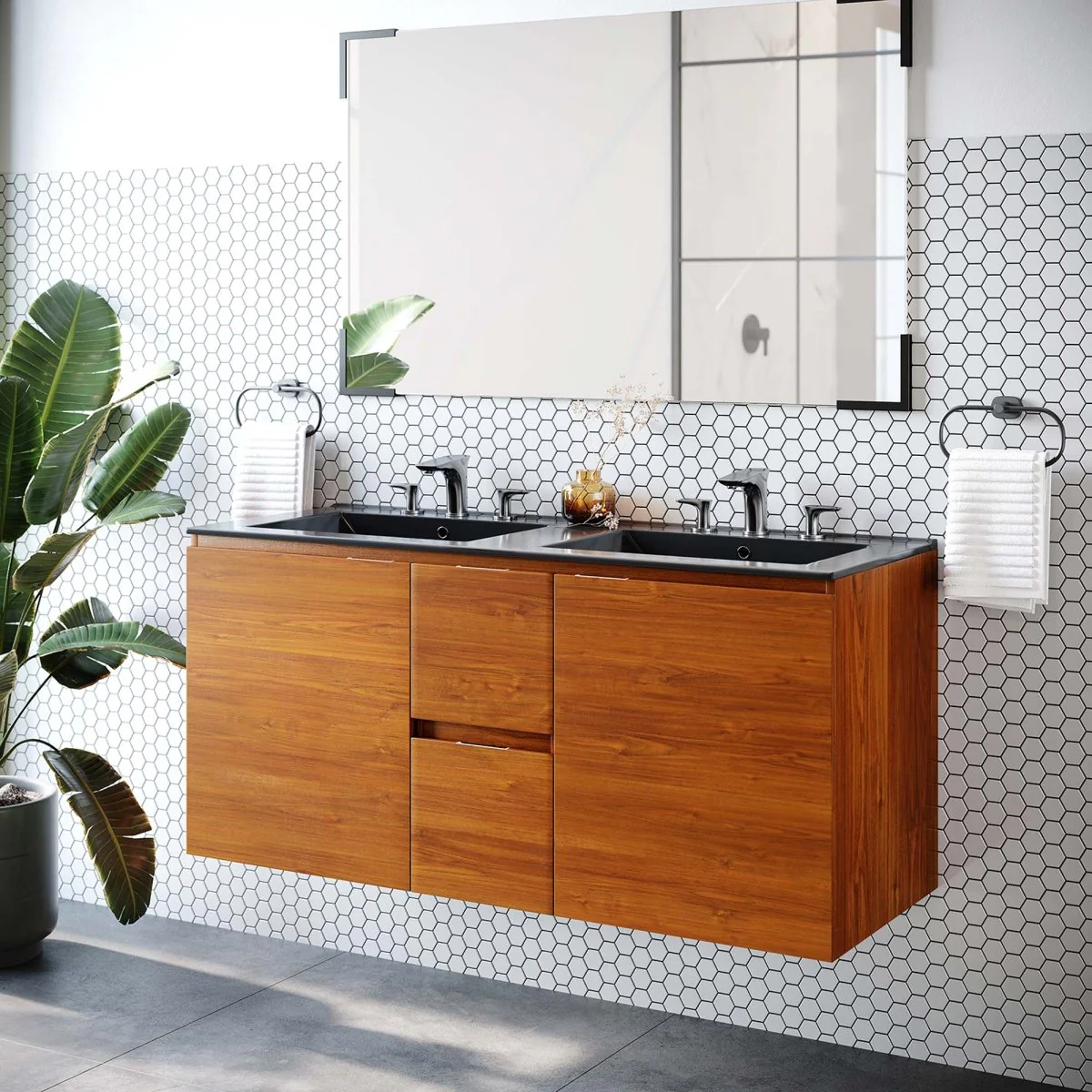Modern Wall-Mount Bathroom Vanity with Sink — Single and Double Configurations - Image 103