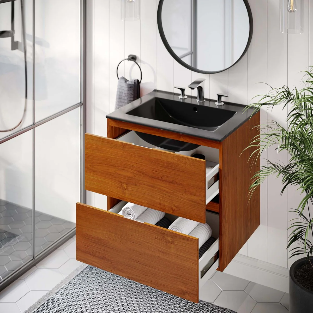 Modern Wall-Mount Bathroom Vanity with Sink — Single and Double Configurations - Image 21