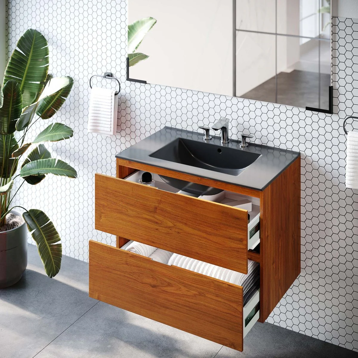 Modern Wall-Mount Bathroom Vanity with Sink — Single and Double Configurations - Image 39