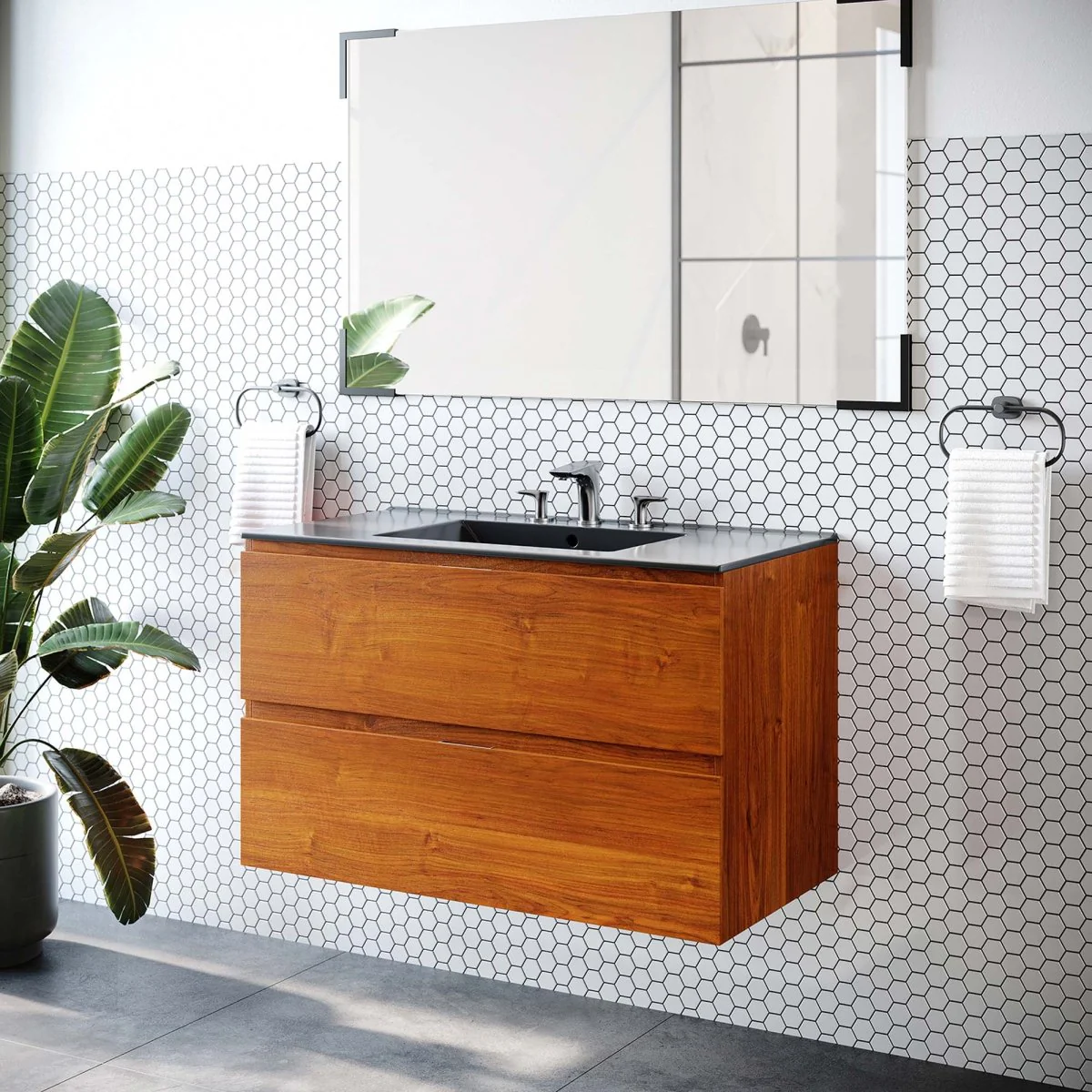 Modern Wall-Mount Bathroom Vanity with Sink — Single and Double Configurations - Image 63
