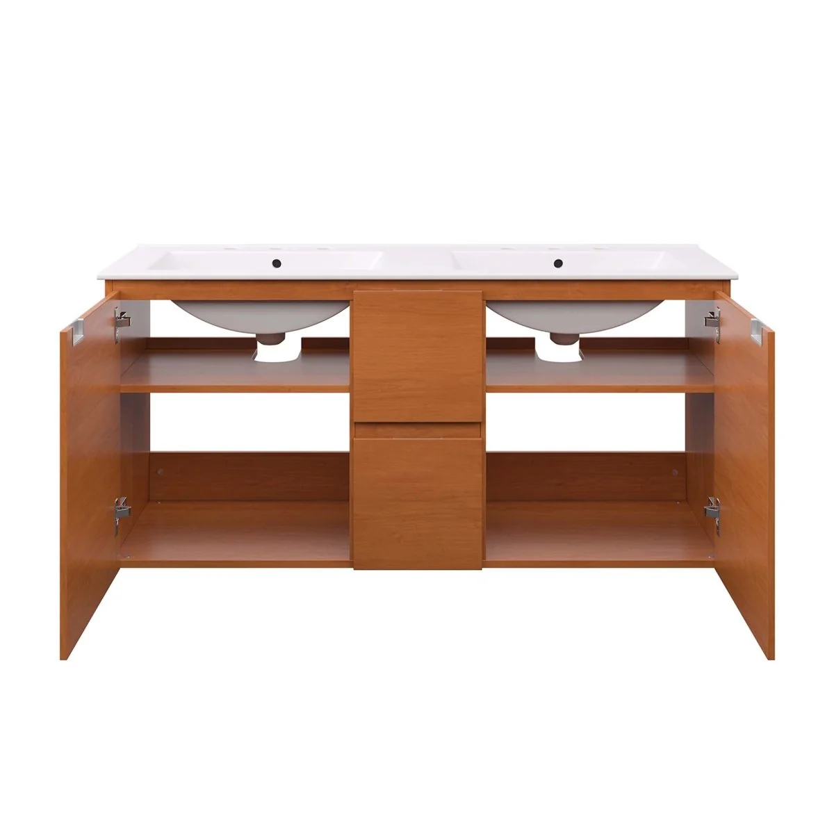 Modern Wall-Mount Bathroom Vanity with Sink — Single and Double Configurations - Image 90