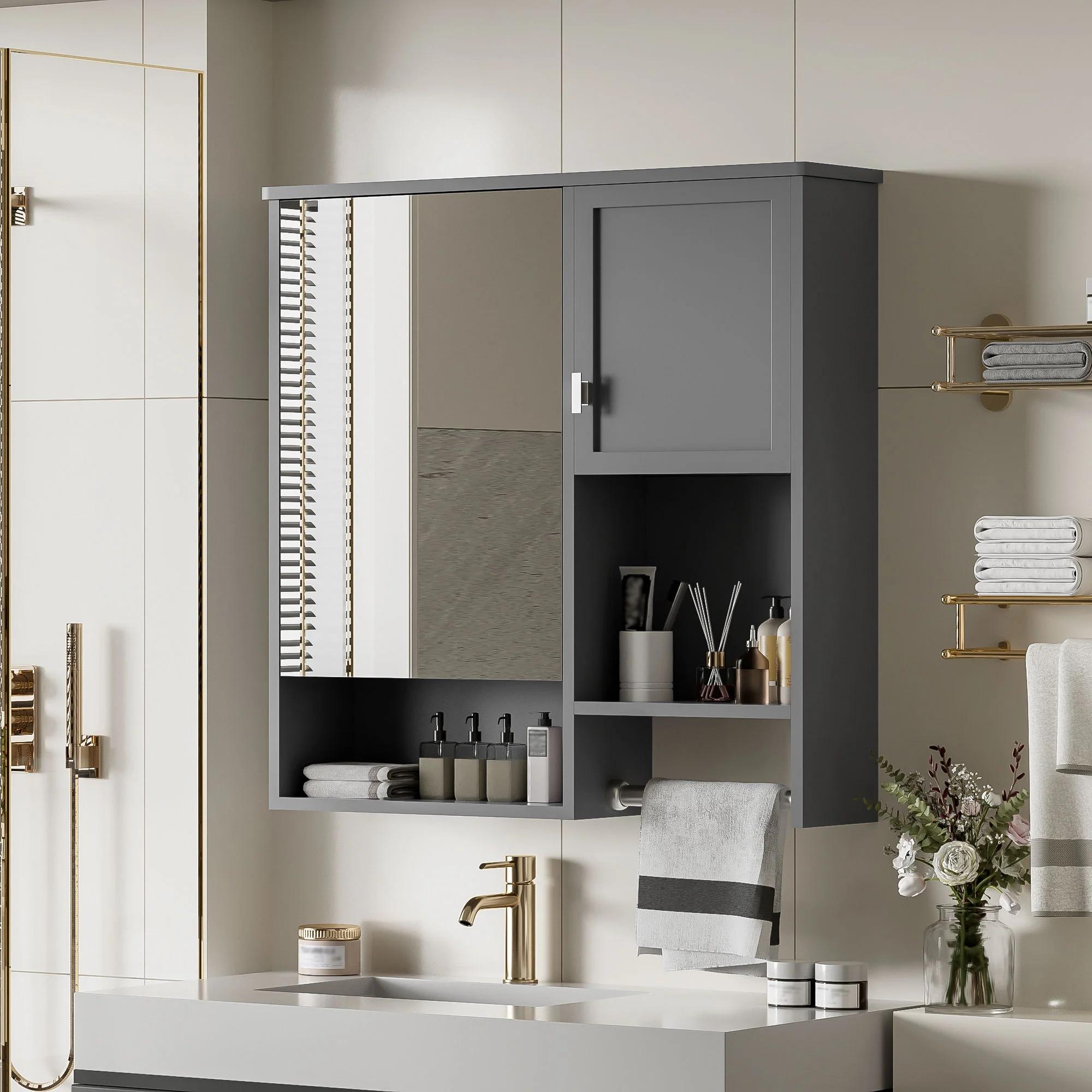 Modern Wall Mounted Bathroom Medicine Cabinet, Bathroom Wall Storage Cabinet With Mirror - Image 14