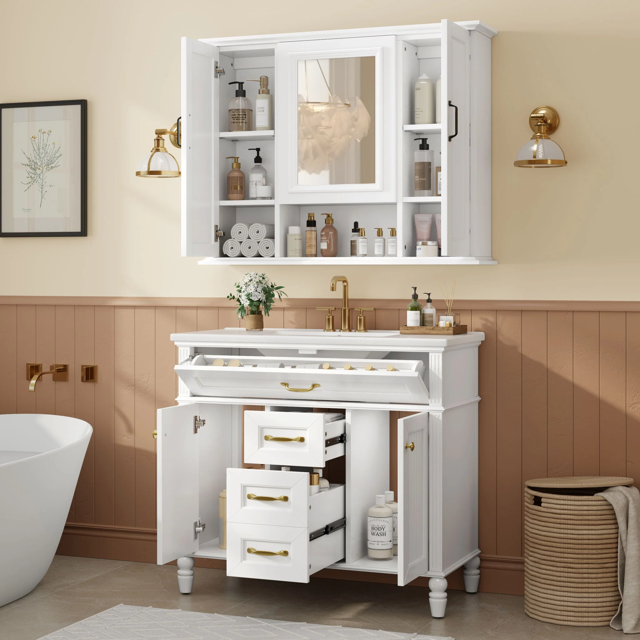 Modern Wall Mounted Medicine Cabinet With Mirror - Image 12