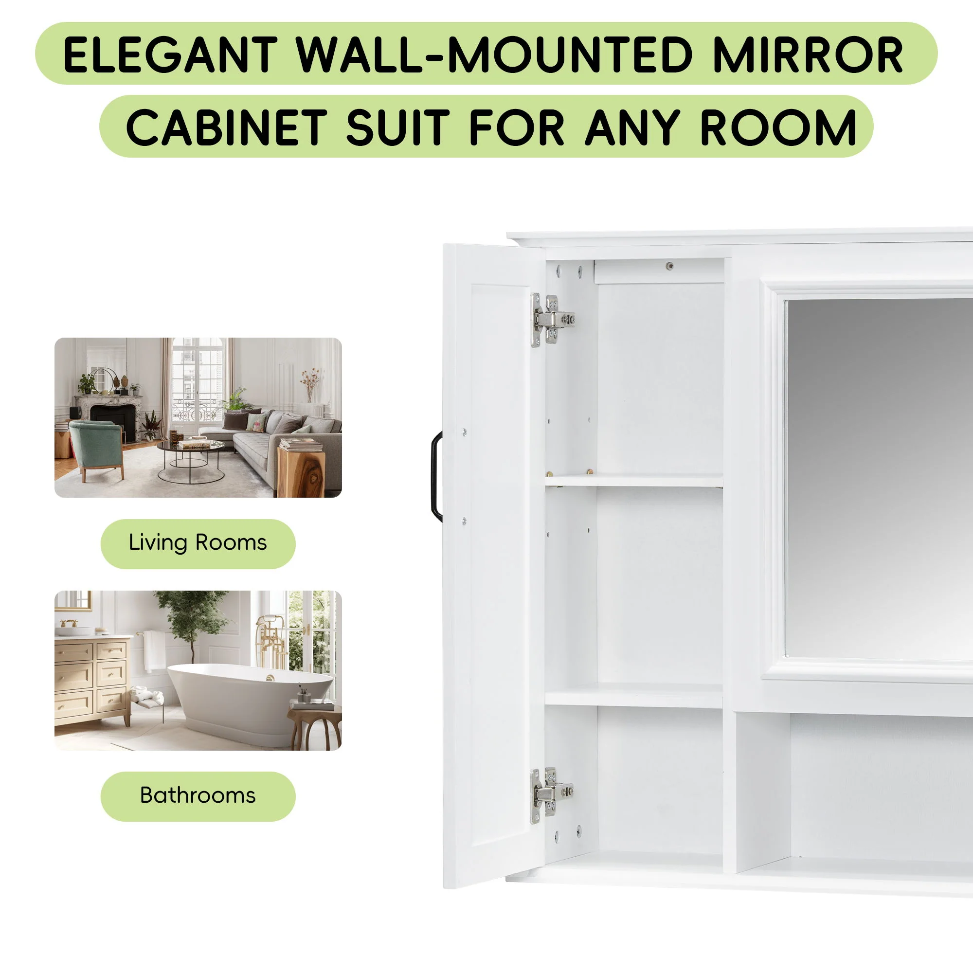 Modern Wall Mounted Medicine Cabinet With Mirror - Image 3