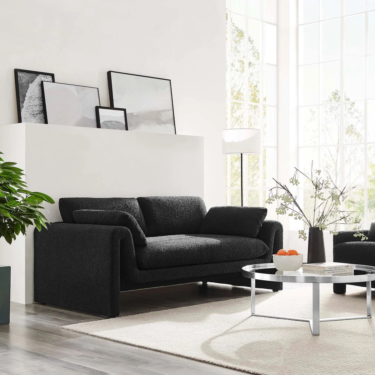 Modern Wavy Boucle Fabric Sofa - Image 5