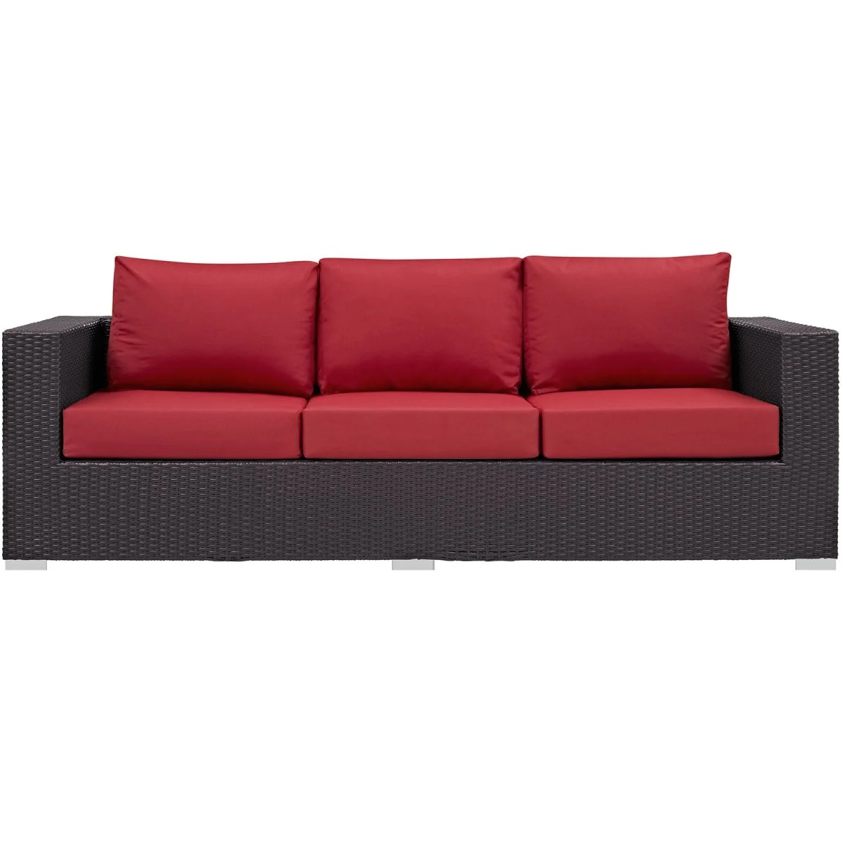 Modern Wicker Rattan Outdoor Sofa with Cushions - Spacious All-Weather Patio Seating - Image 14