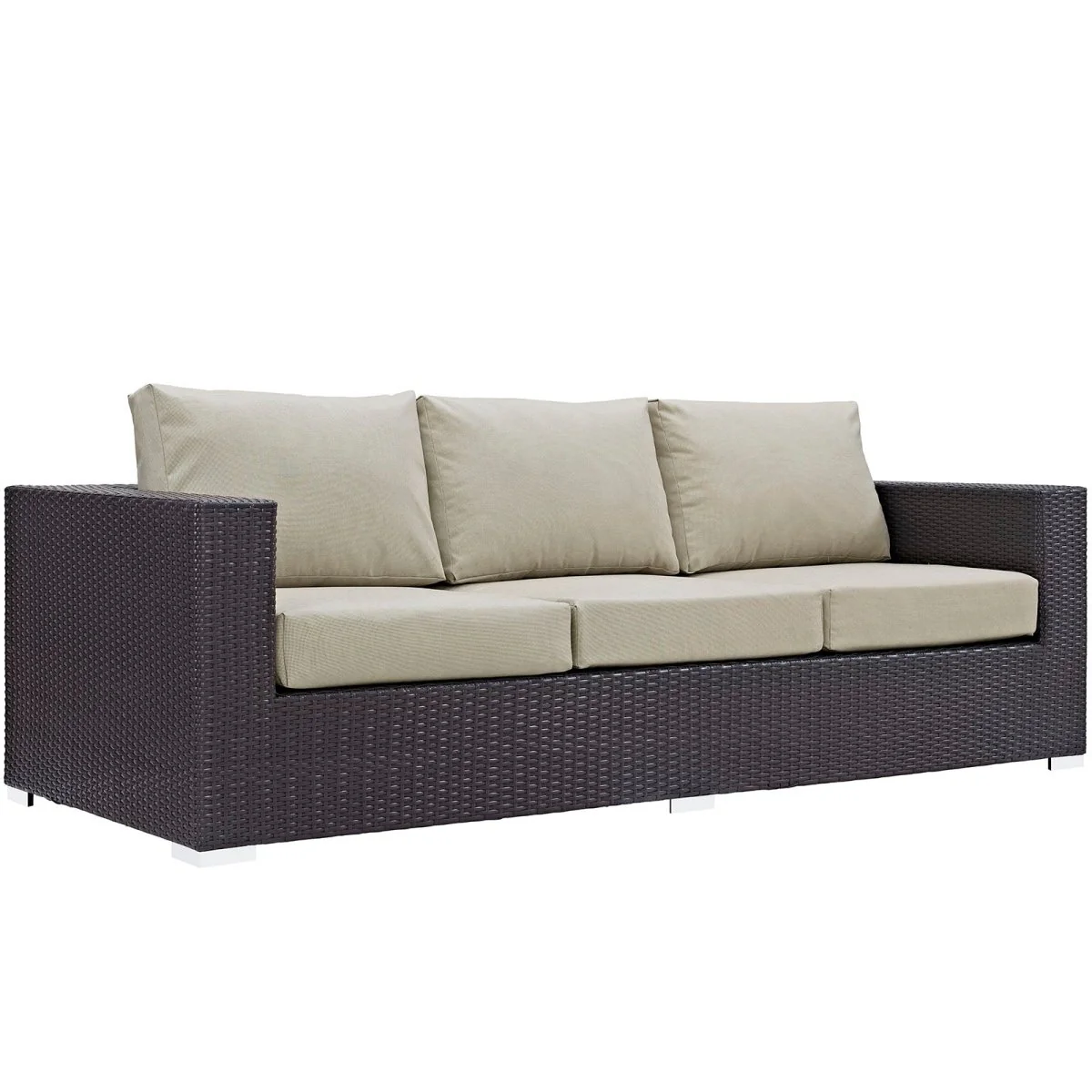 Modern Wicker Rattan Outdoor Sofa with Cushions - Spacious All-Weather Patio Seating - Image 21