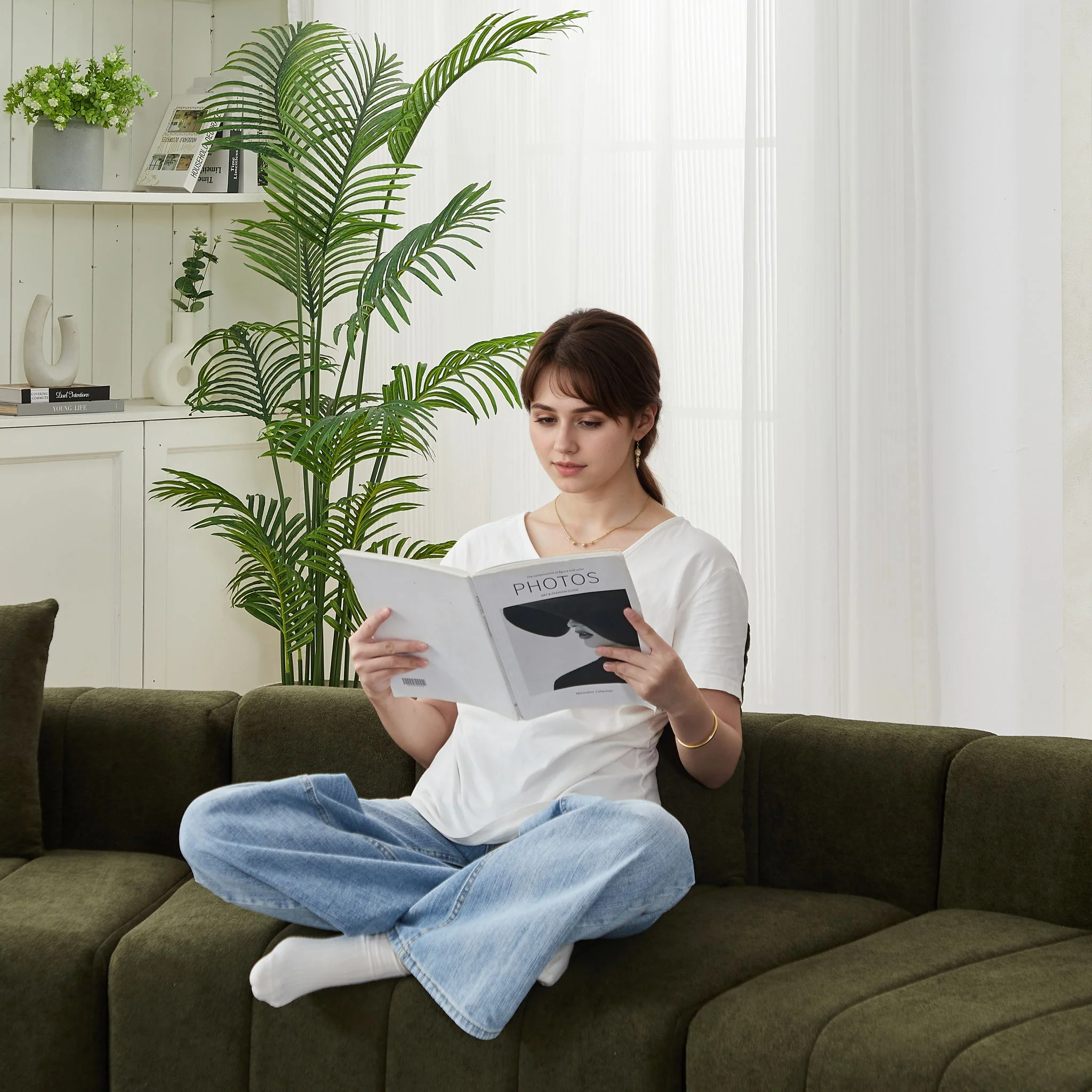 Modular Sectional Sofa With 2 Pillows, Symmetrical Design - Image 21