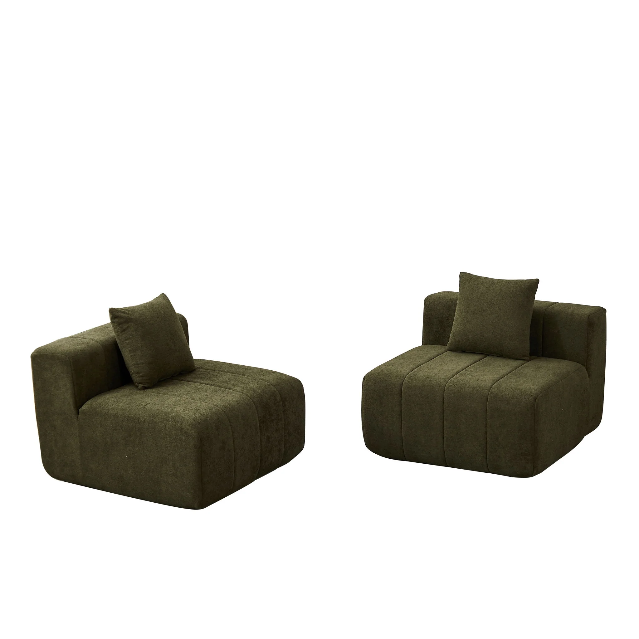 Modular Sectional Sofa With 2 Pillows, Symmetrical Design - Image 3