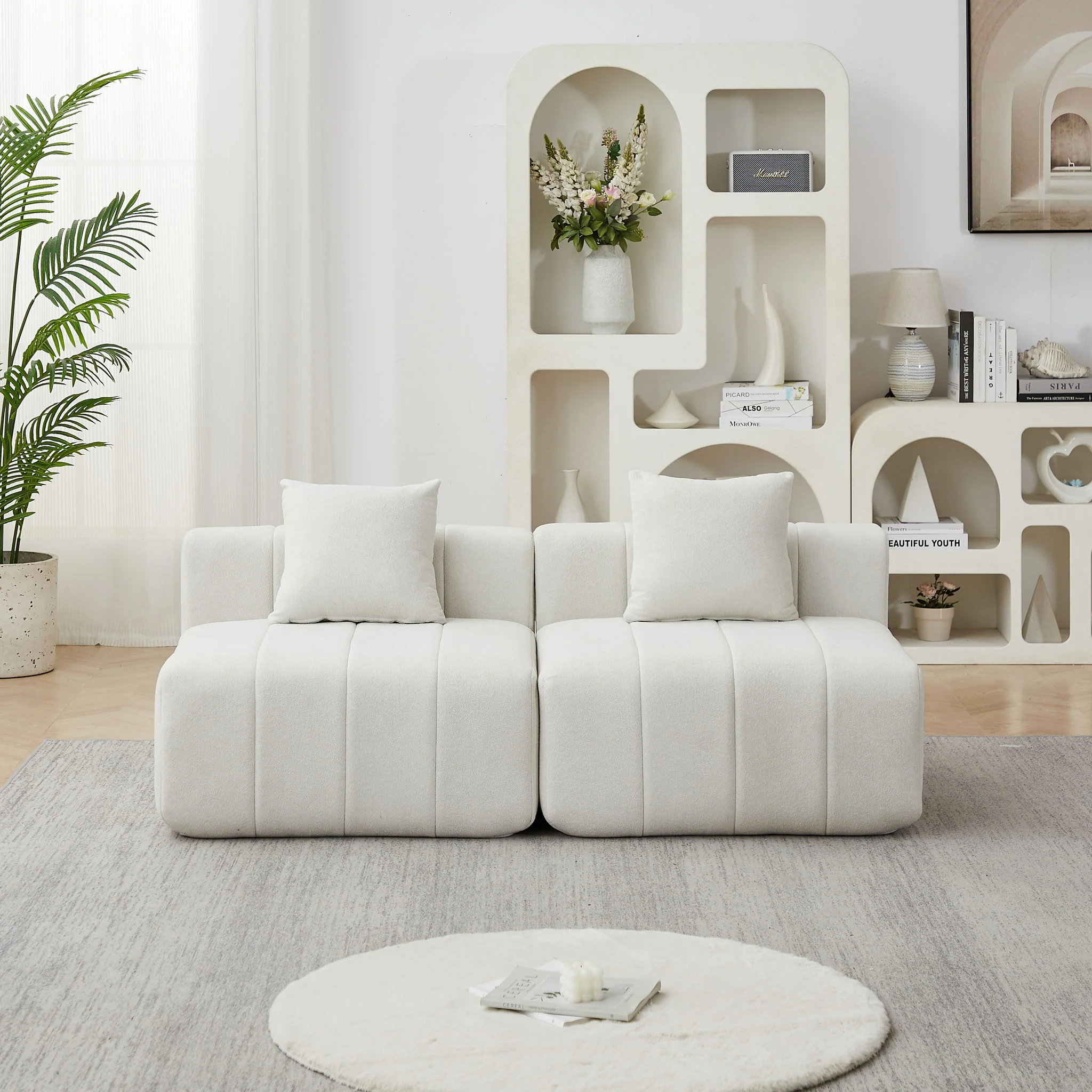 Modular Sectional Sofa With 2 Pillows, Symmetrical Design - Image 9
