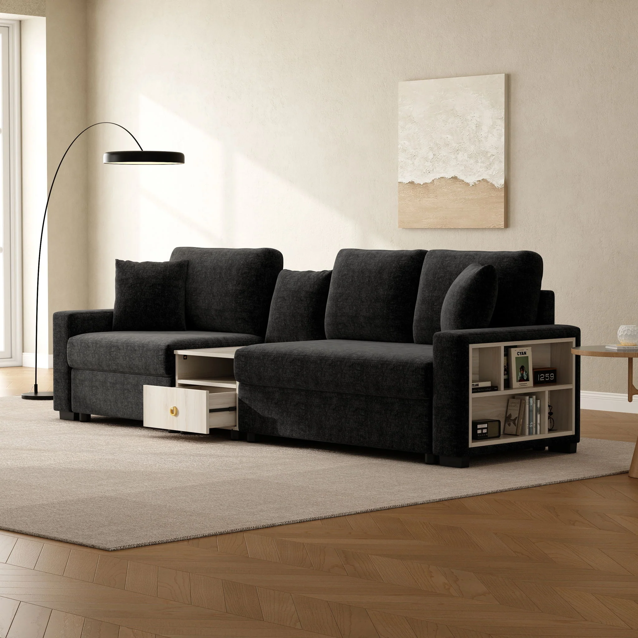 Modular Sofa Couch With Storage Armrest And Center Console - Image 46
