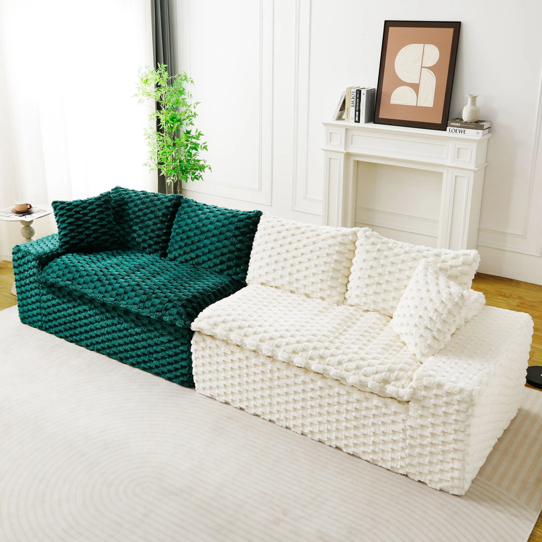 Multifunctional Sofa Pink Black, Fits 4 People - Image 30