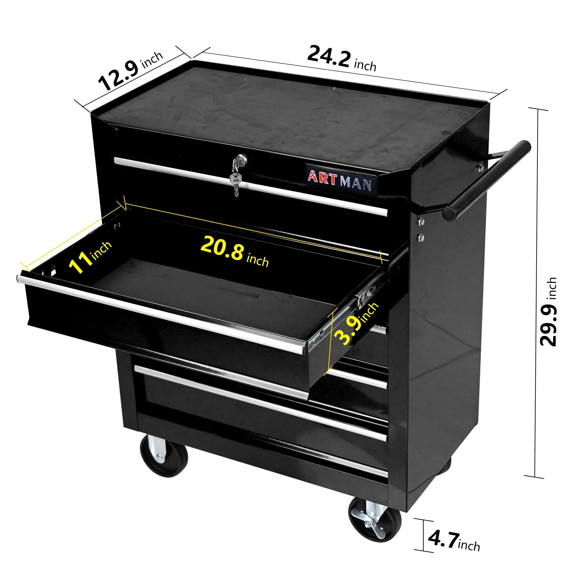 Multifunctional Tool Cart With Wheels And Drawers - Image 11