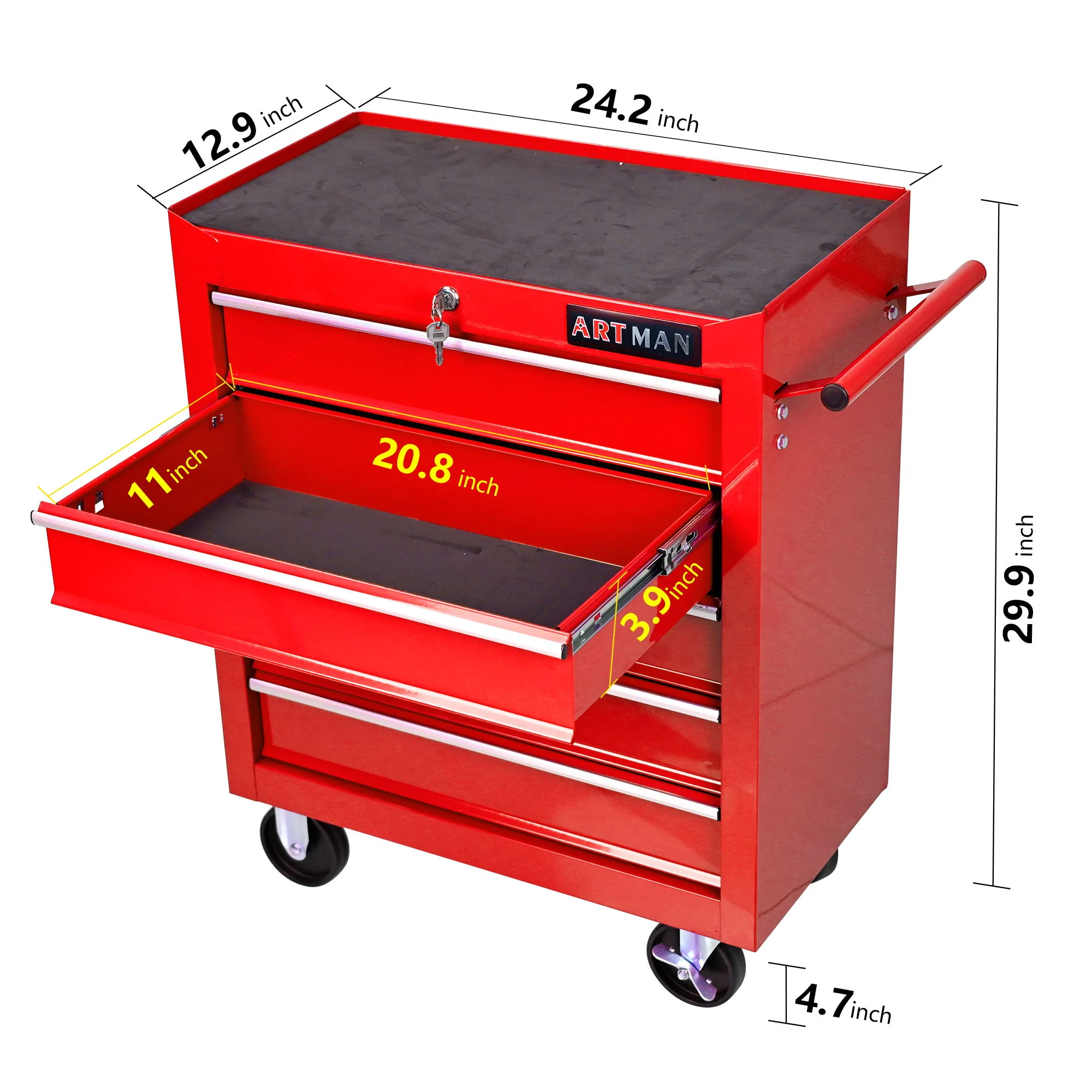 Multifunctional Tool Cart With Wheels And Drawers - Image 39