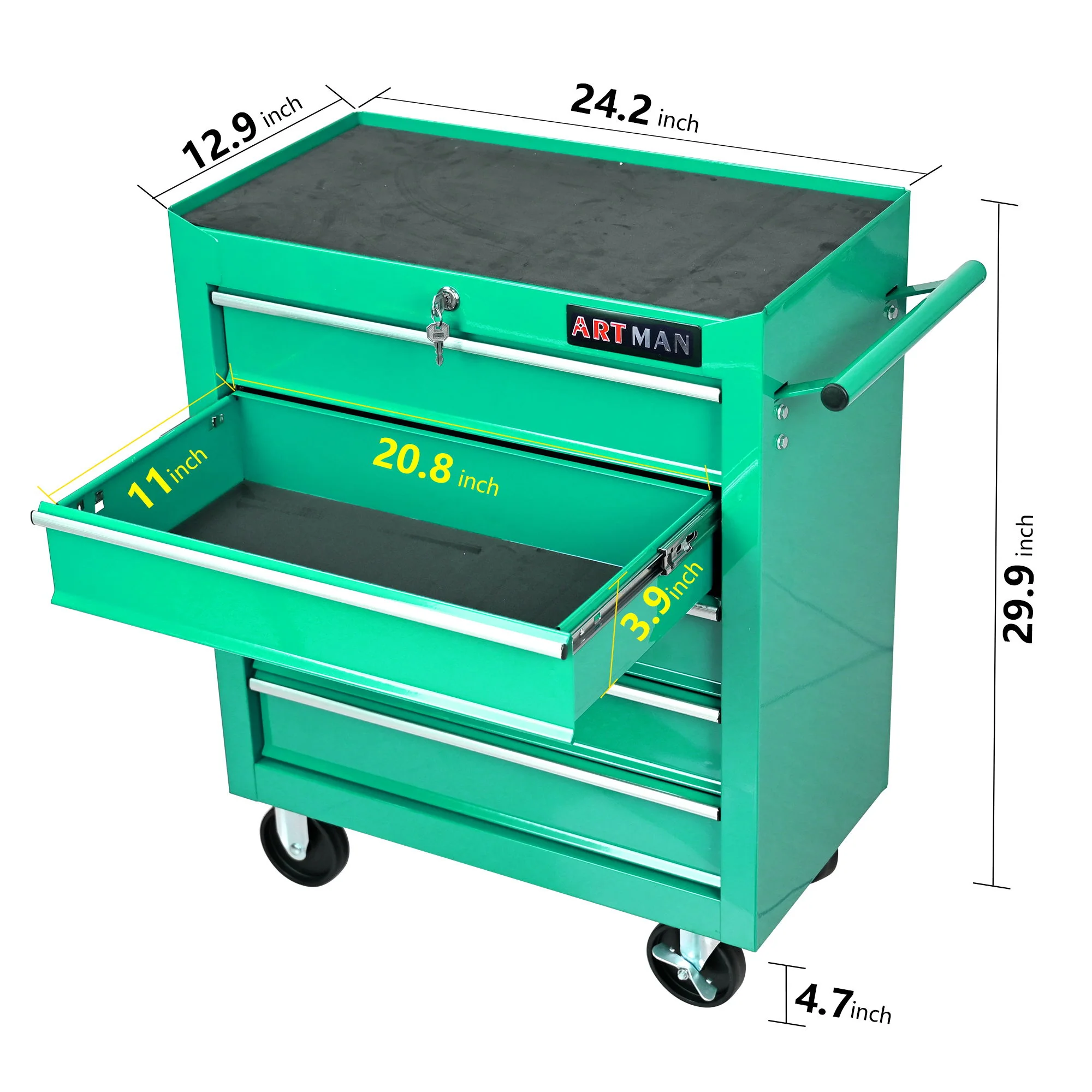Multifunctional Tool Cart With Wheels And Drawers - Image 56