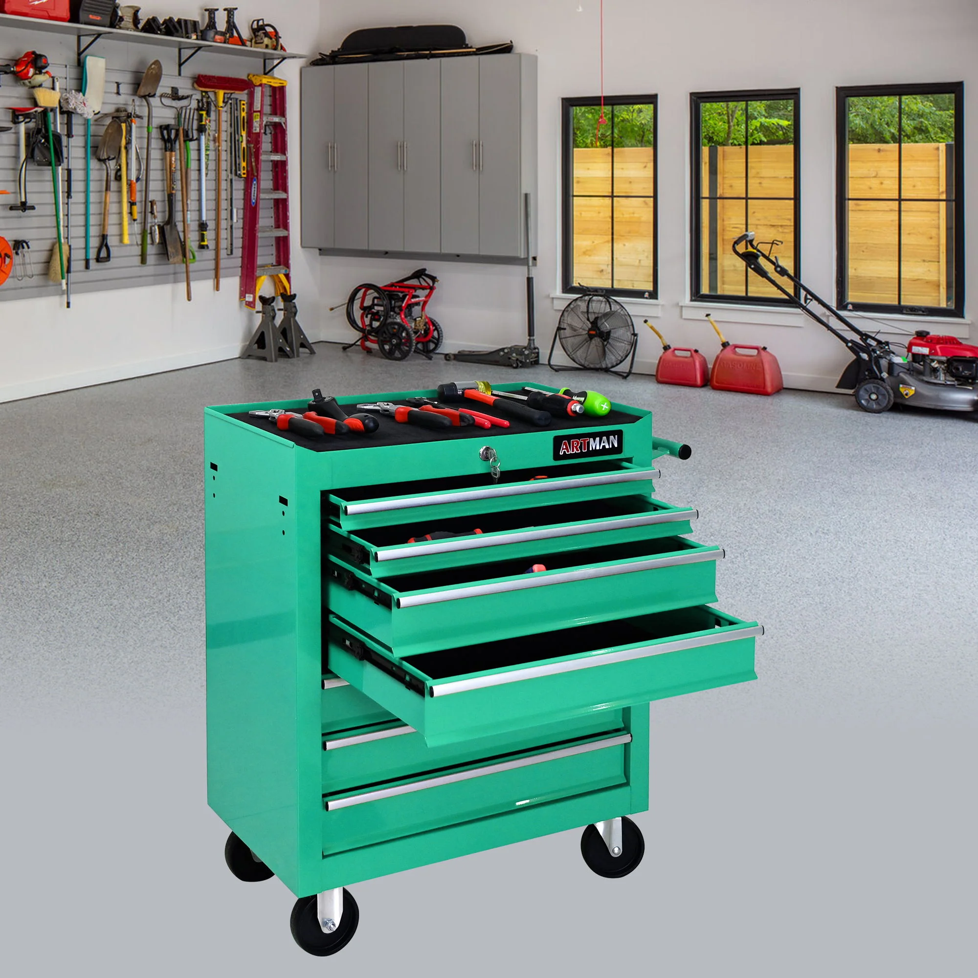 Multifunctional Tool Cart With Wheels And Drawers - Image 58