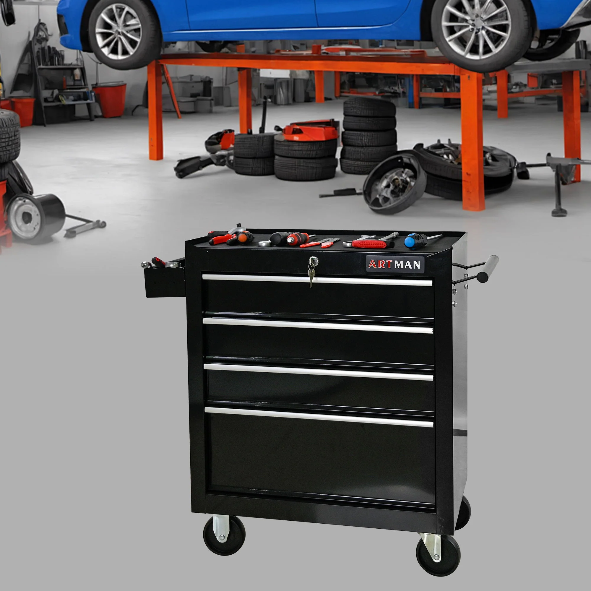 Multifunctional Tool Cart With Wheels And Drawers - Image 62
