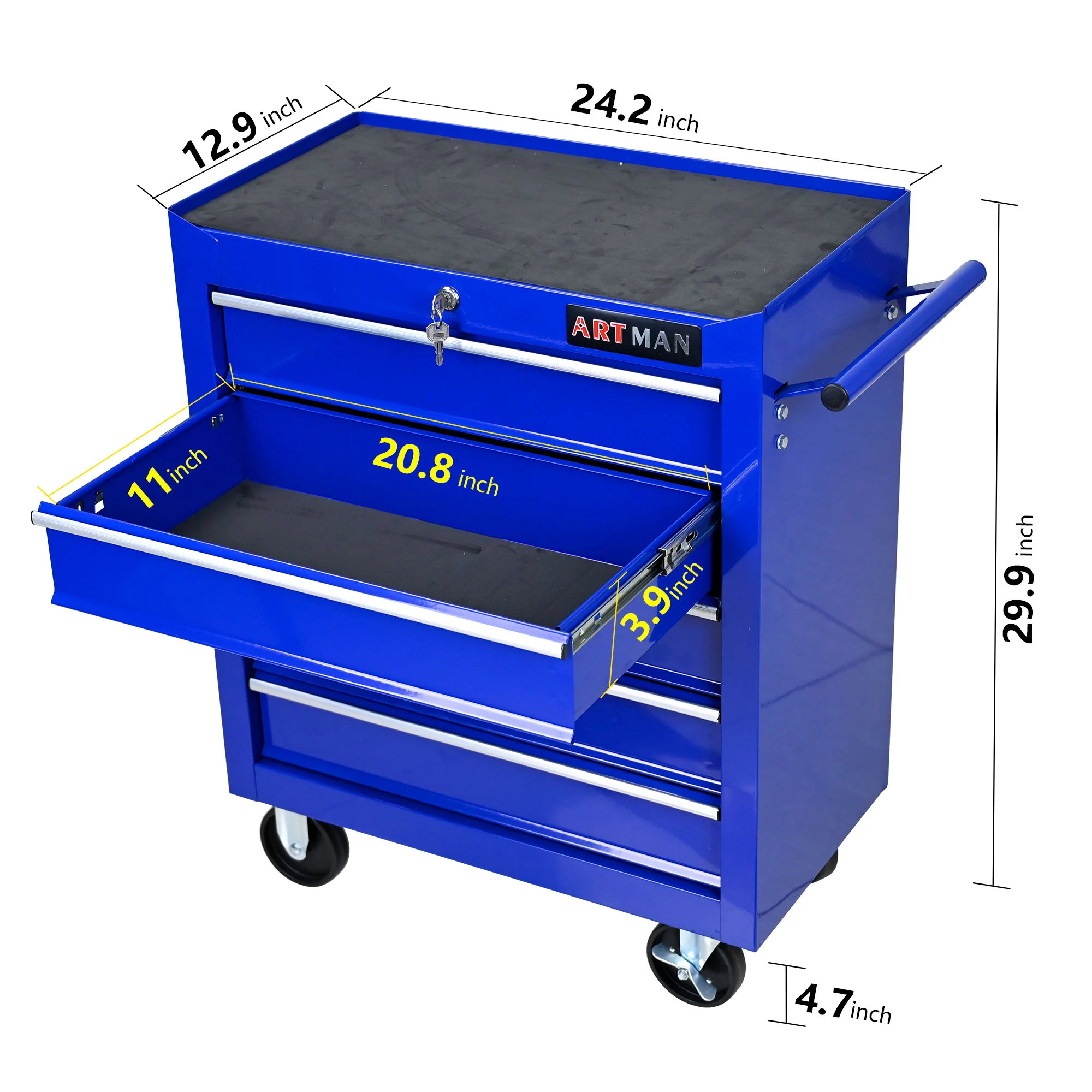 Multifunctional Tool Cart With Wheels And Drawers - Image 69
