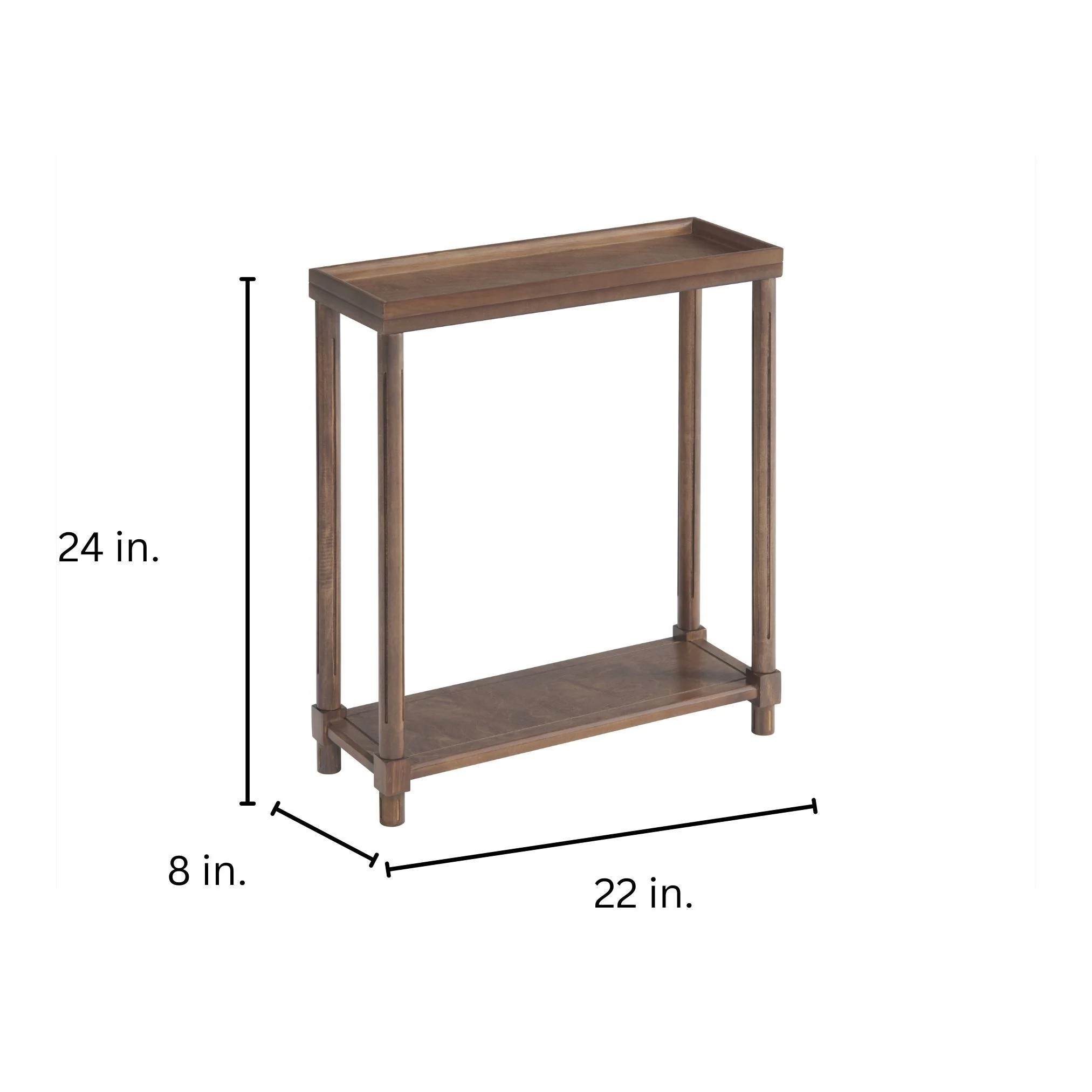 Narrow Side End Tables With Shelf (Set of 2) - Chestnut - Image 3