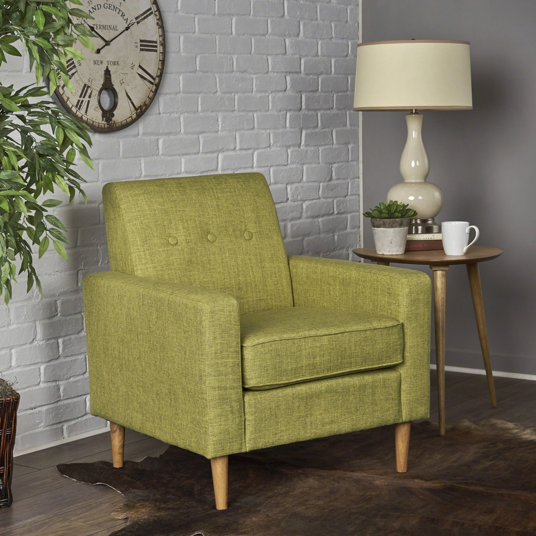 Nebulize - Upholstered Fabric Club Chair With Button Tufted And Square Off Arm And Back - Image 2