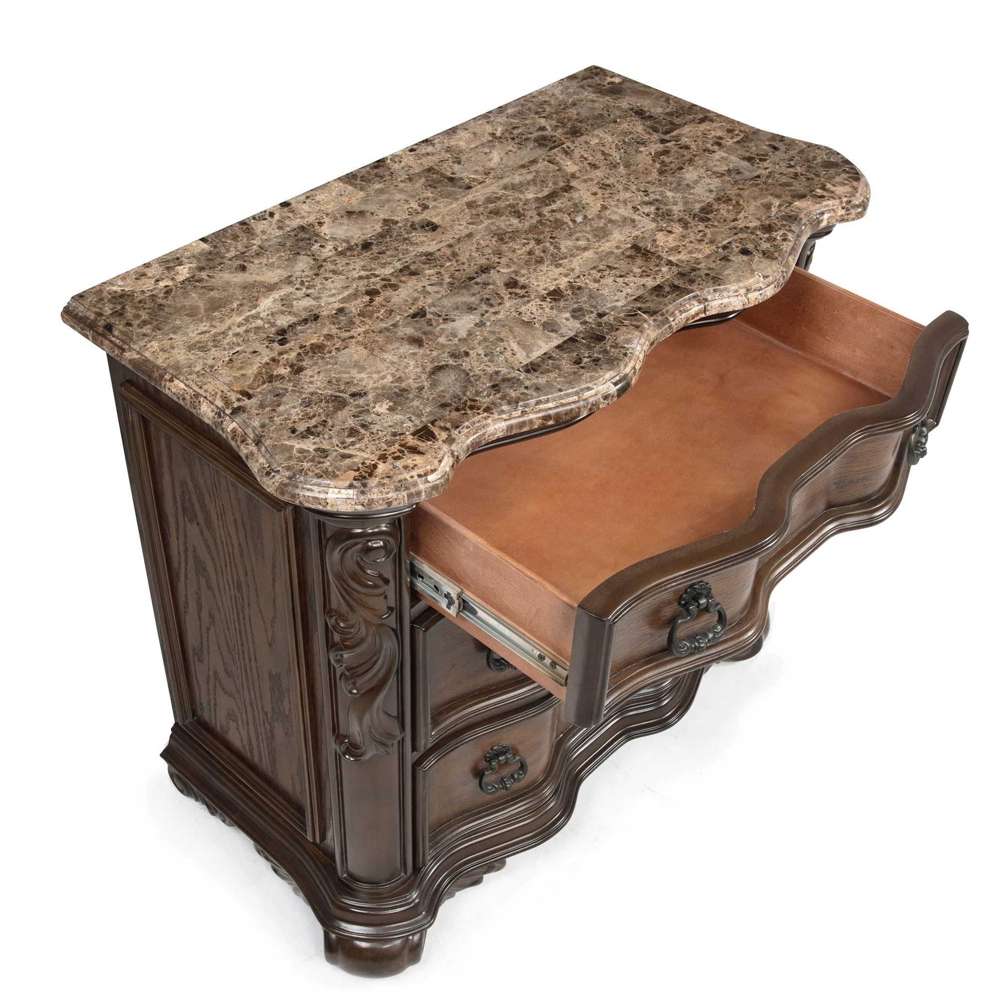 Nightstand, 3 Drawers - Brown / Coffee - Image 2