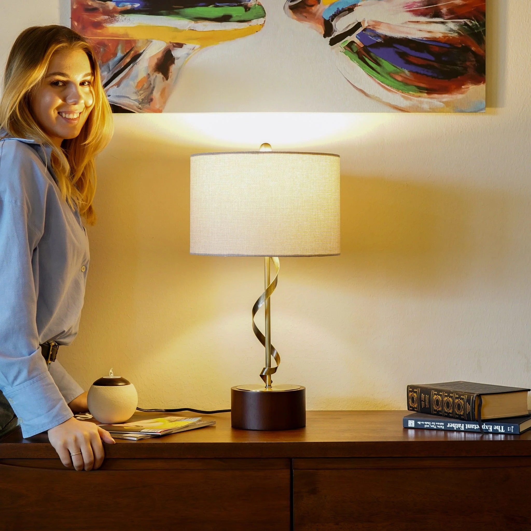 Nightstand Desk Lamp With Twisted Base - White - Image 2