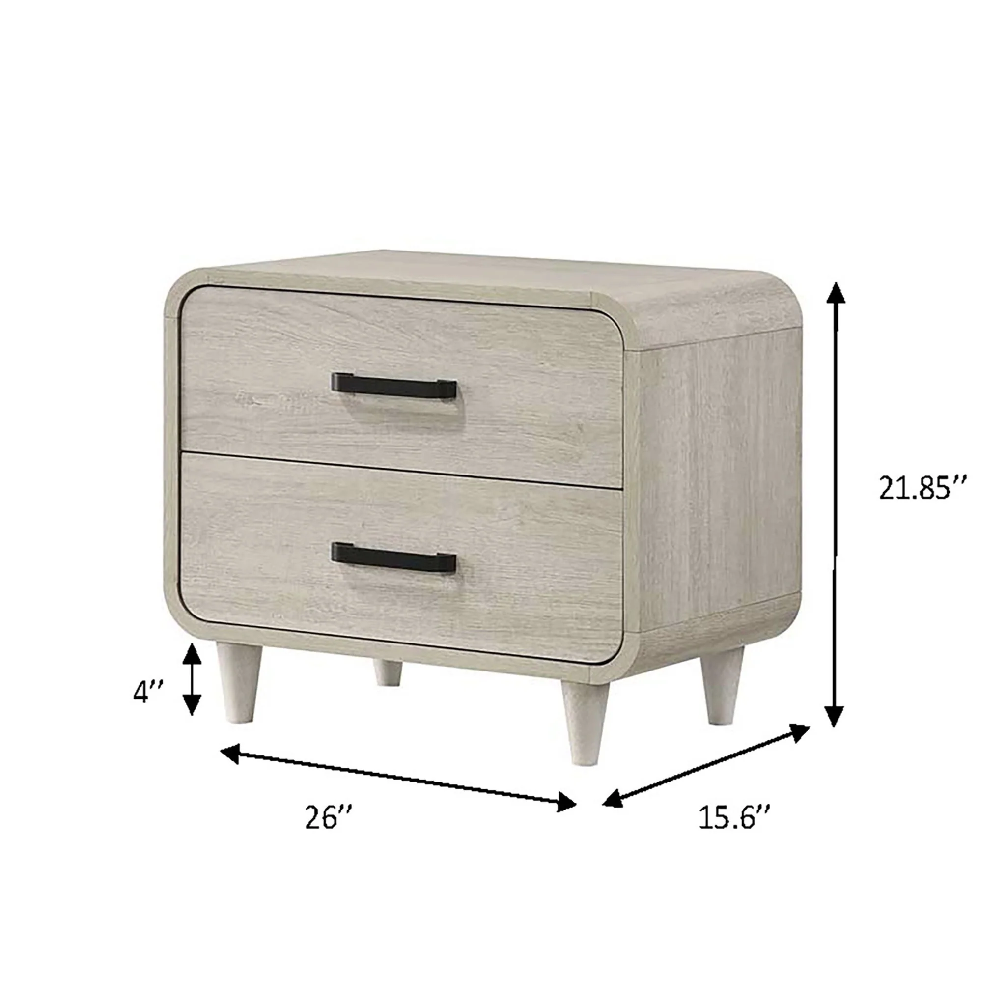 Nightstand With 2 Drawers, Ample Storage Space - Antique White - Image 4