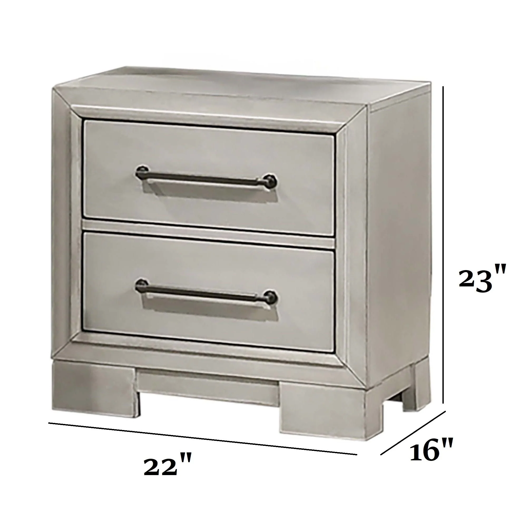 Nightstand With Square Legs And Sleek Handles - Antique White - Image 2