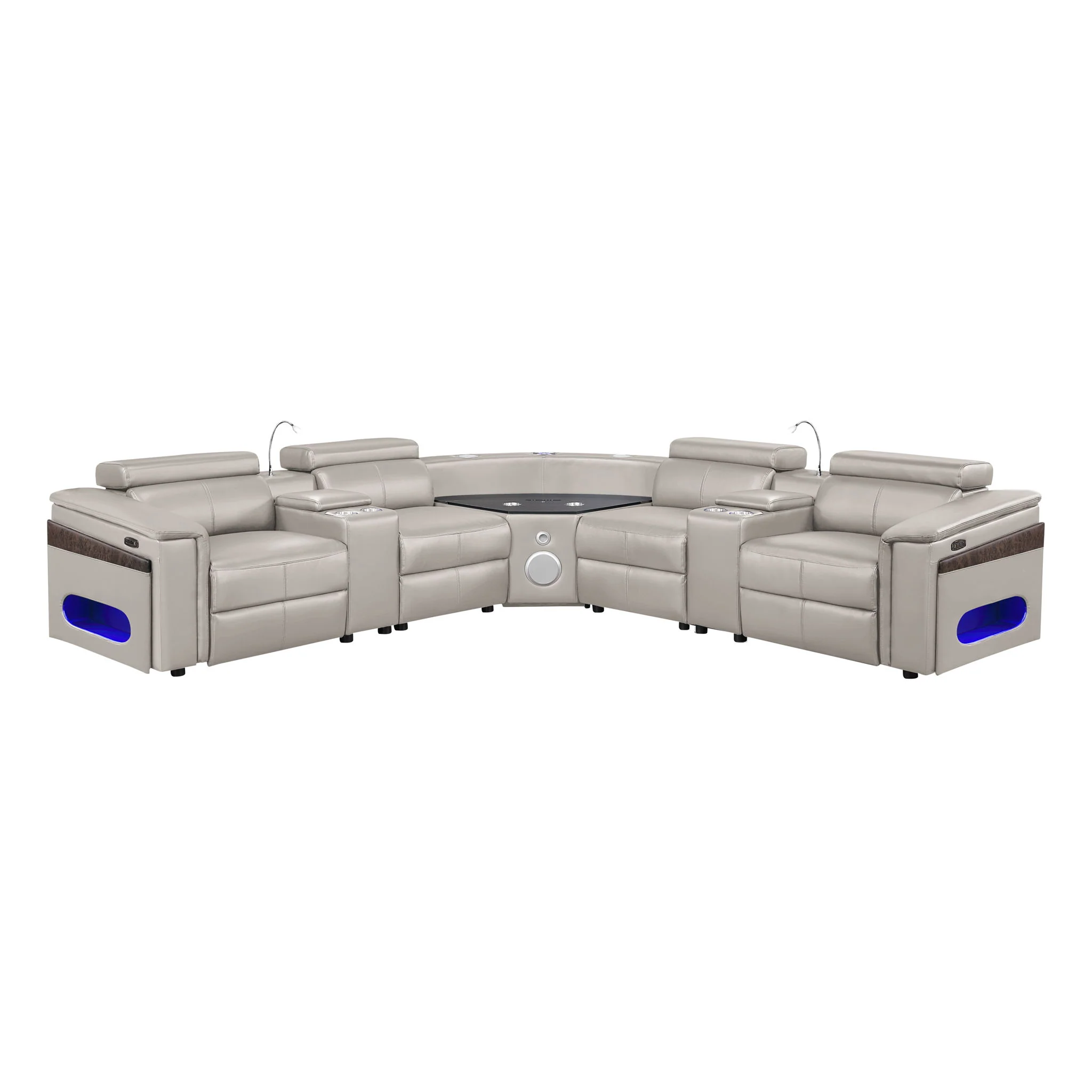 Nova - Sectional With Bluetooth Speaker, LED And Lifting Wine Cabinet - Image 10