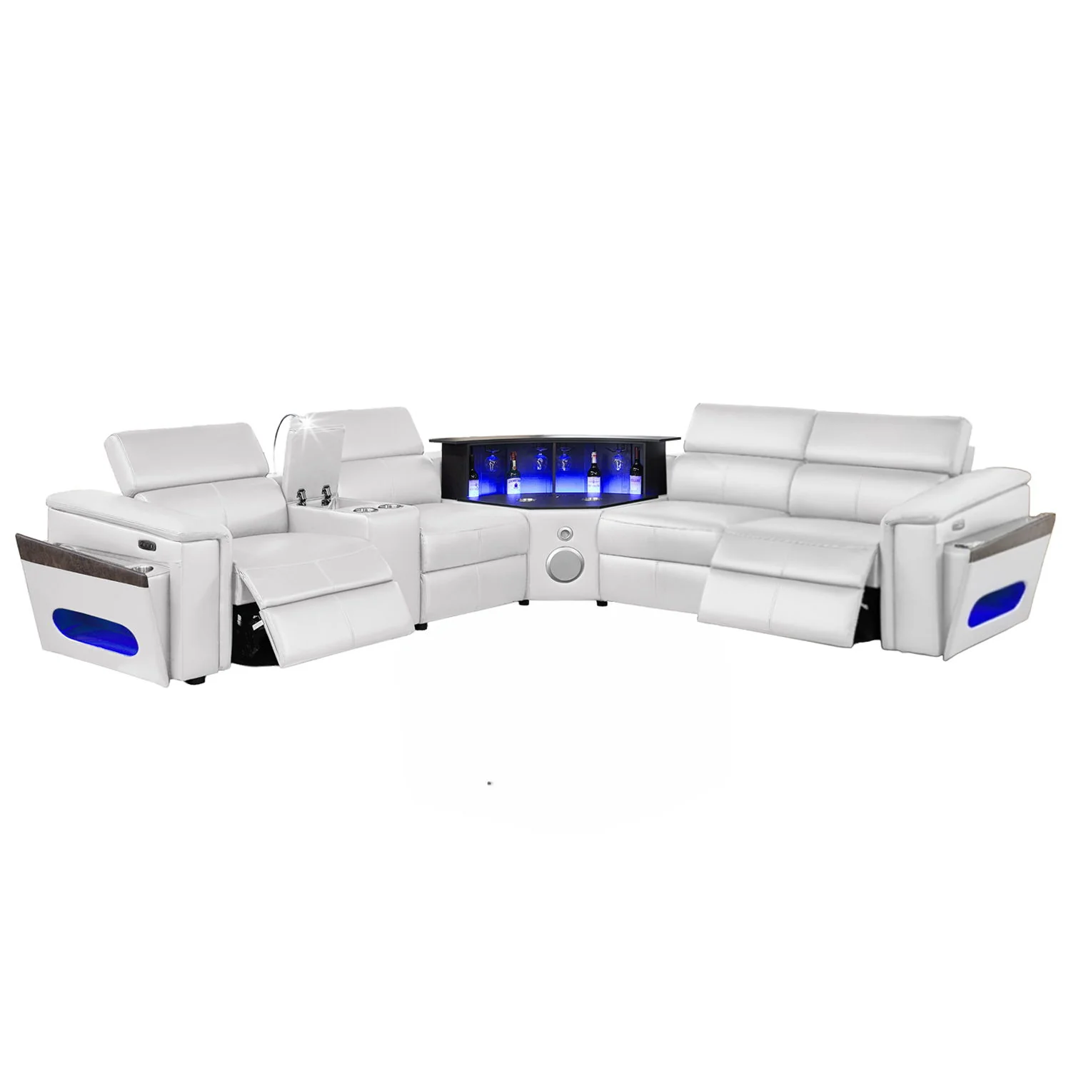 Nova - Sectional With Bluetooth Speaker, LED And Lifting Wine Cabinet - Image 8