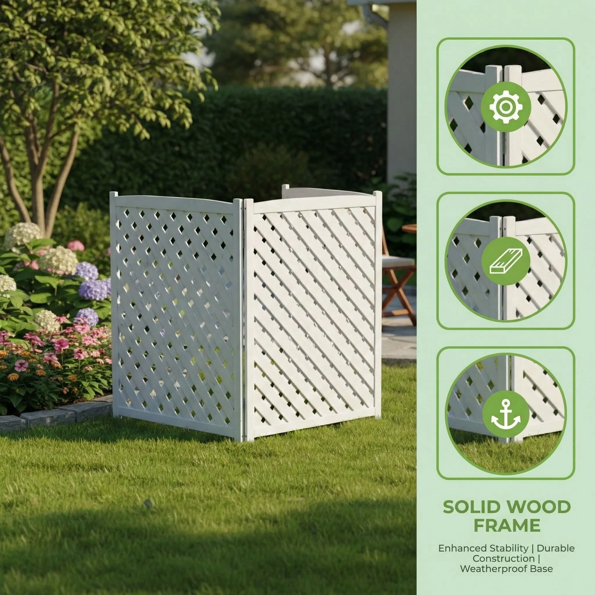 Outdoor 3 Panel Air Conditioner Fence Screen - Image 13